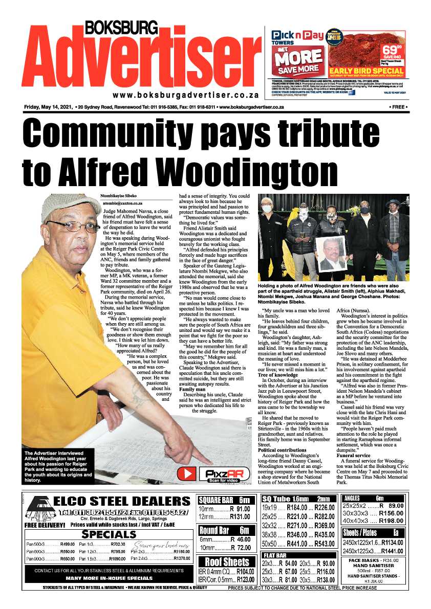 Boksburg Advertiser 14 May 2021 page 1