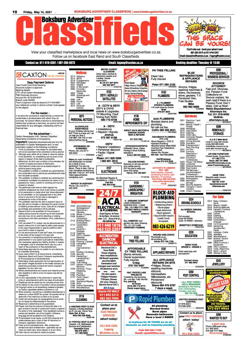 Boksburg Advertiser 14 May 2021 page 10