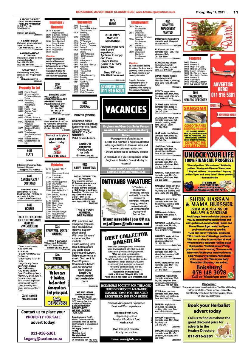 Boksburg Advertiser 14 May 2021 page 11