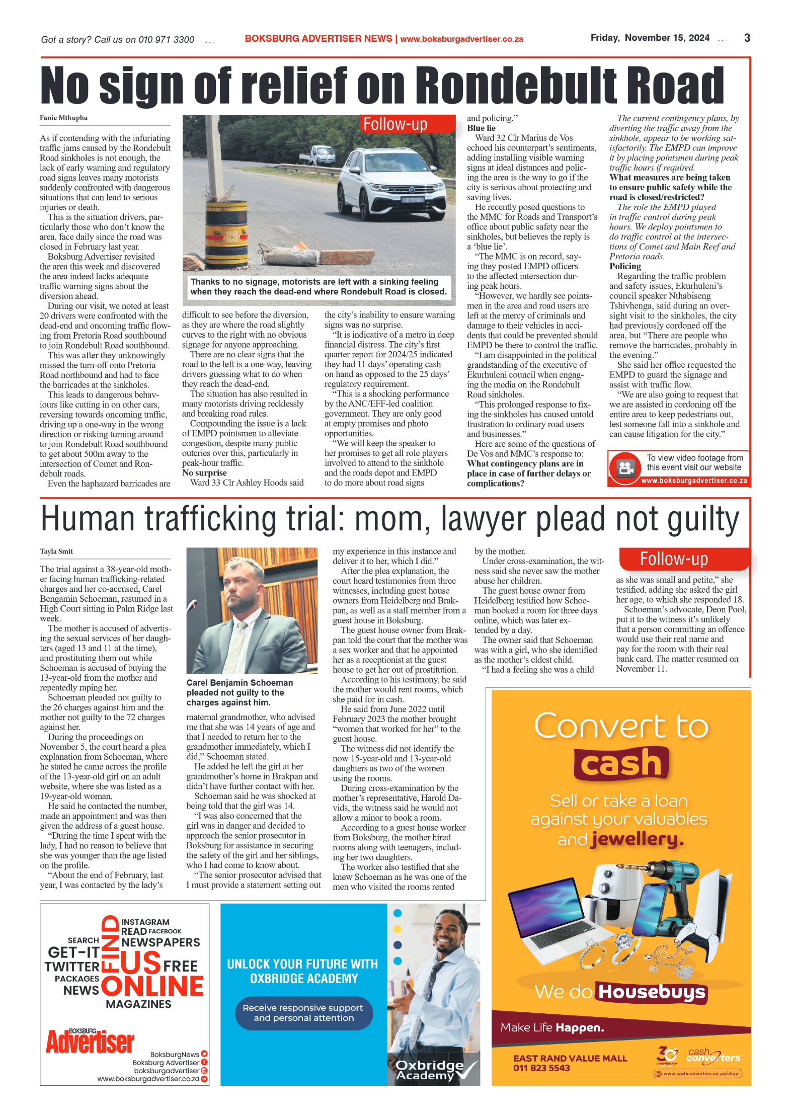 Boksburg Advertiser 15 November 2024 page 3