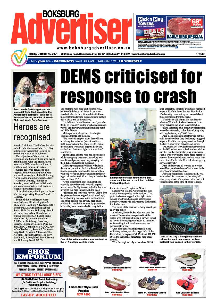 Boksburg Advertiser 15 October 2021 page 1
