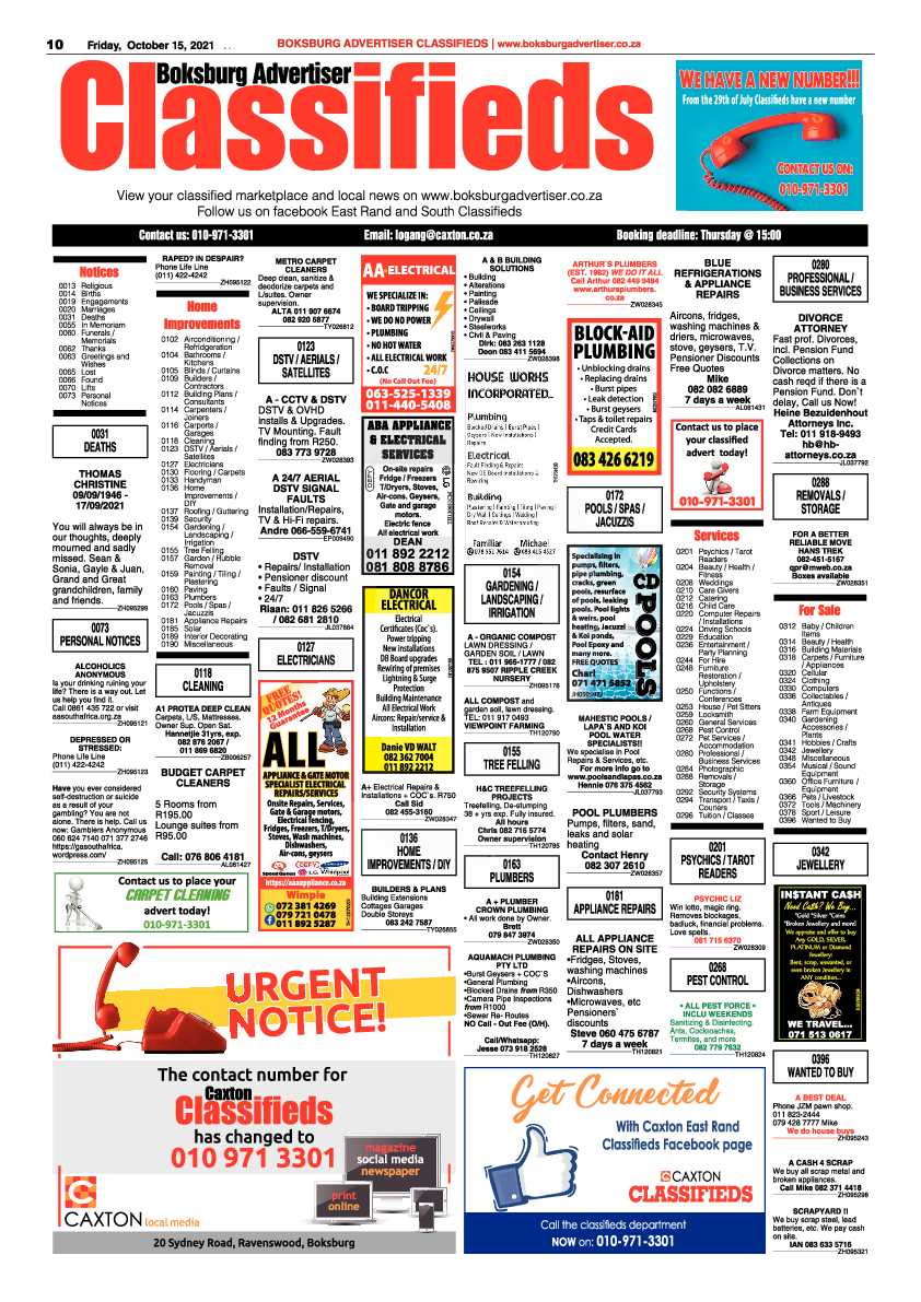 Boksburg Advertiser 15 October 2021 page 10