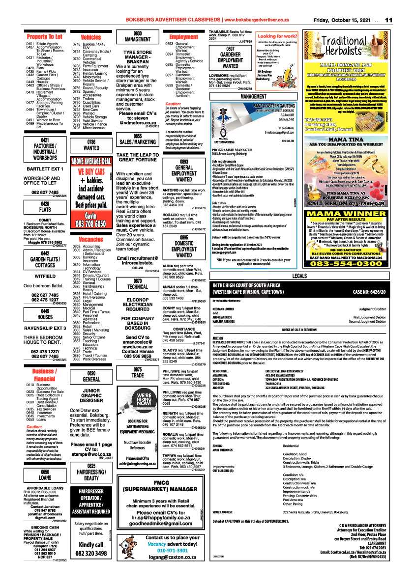 Boksburg Advertiser 15 October 2021 page 11