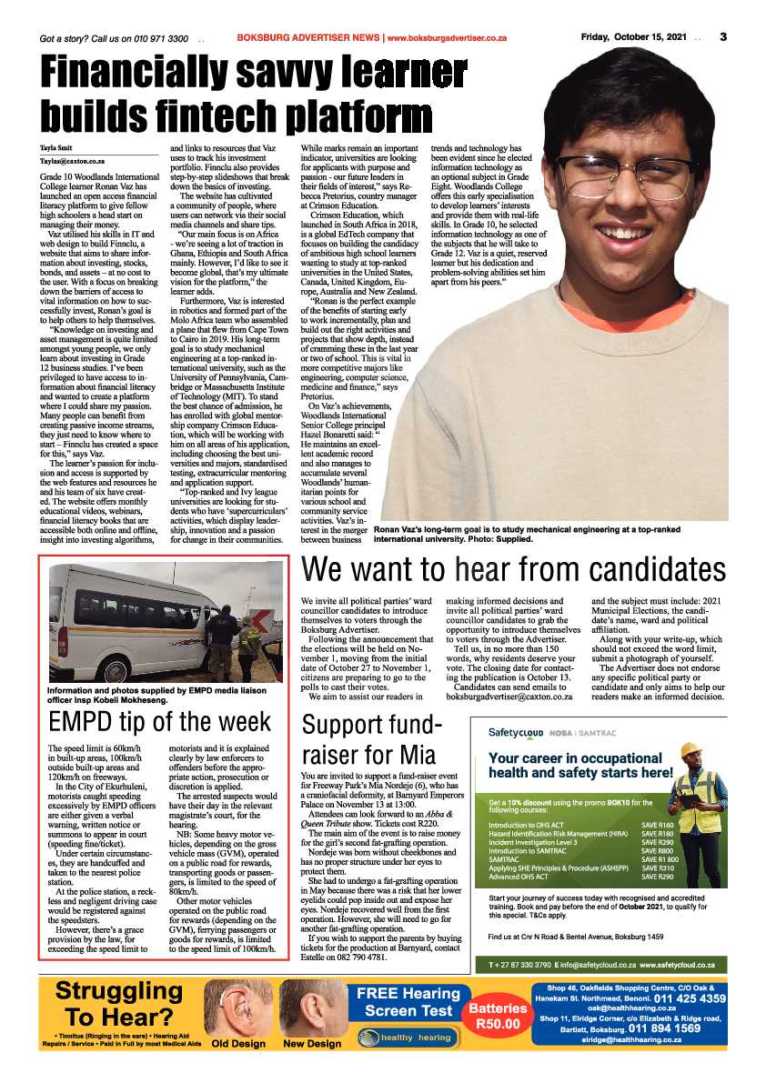 Boksburg Advertiser 15 October 2021 page 3