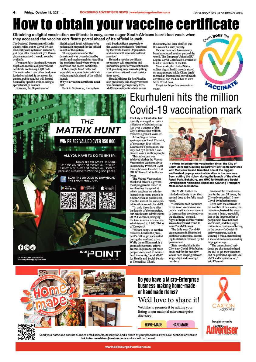 Boksburg Advertiser 15 October 2021 page 4