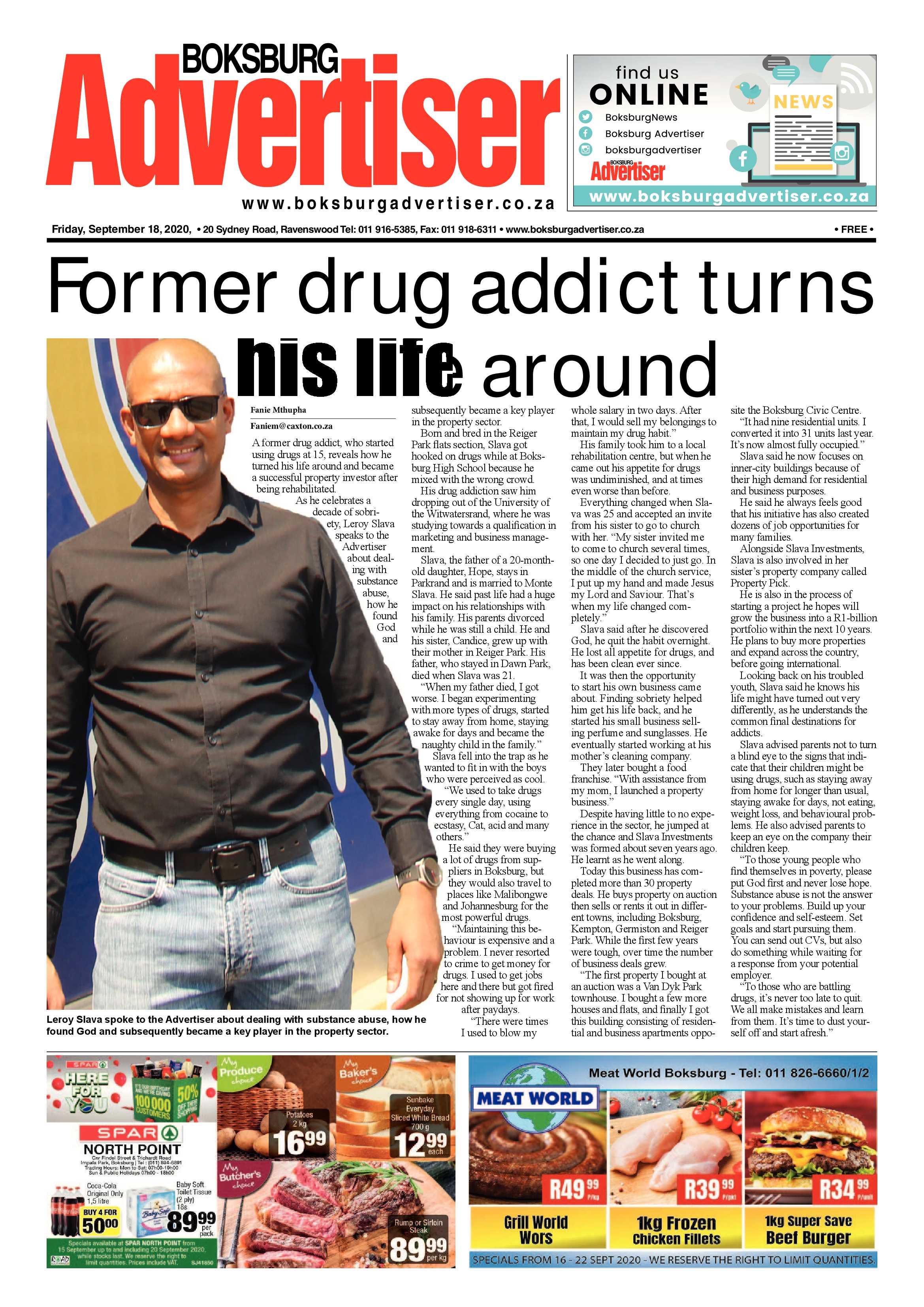 Boksburg Advertiser 15 September 2020 page 1