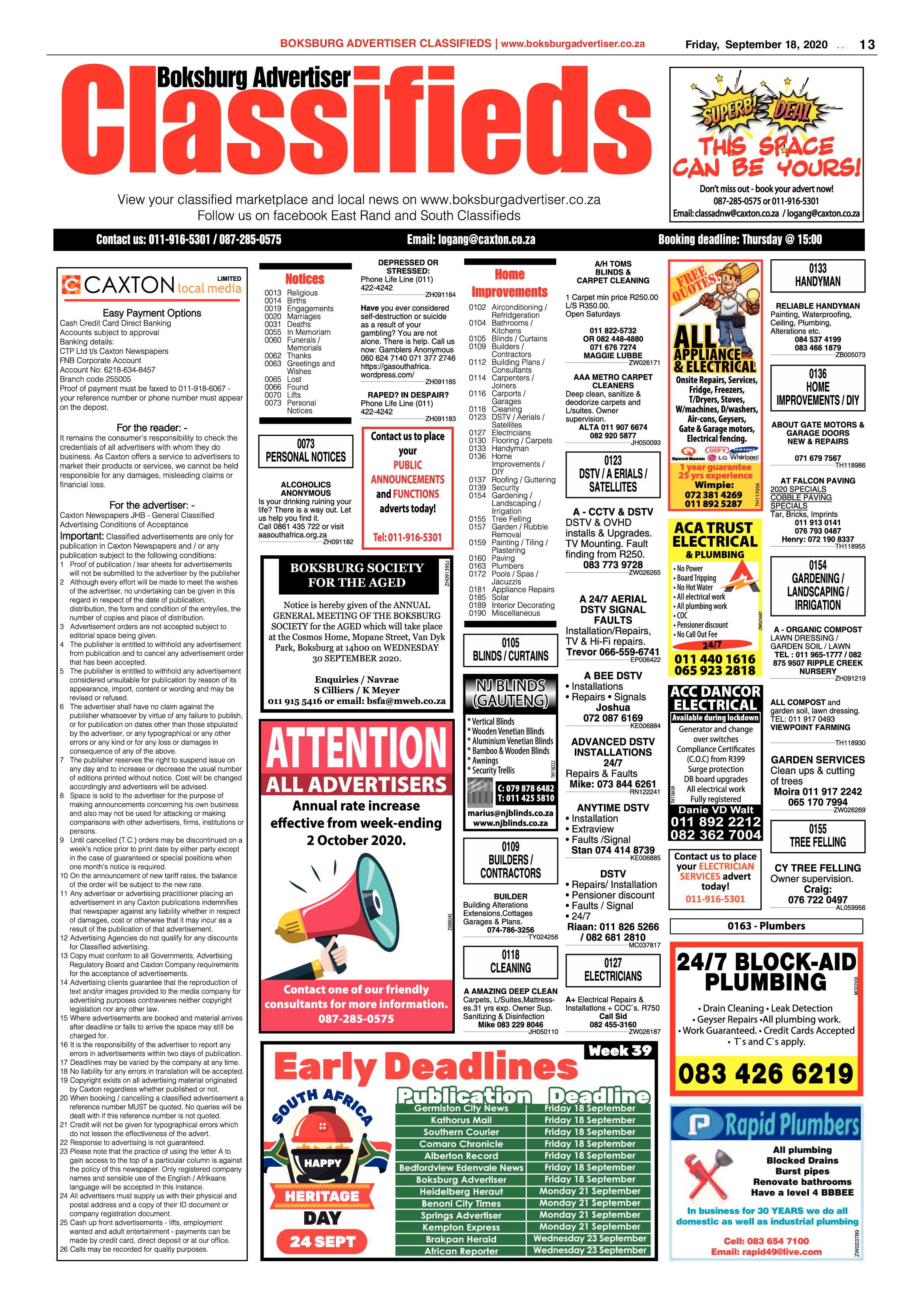 Boksburg Advertiser 15 September 2020 page 13