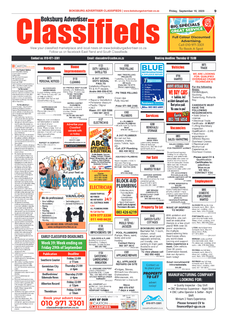 Boksburg Advertiser 15 September 2023 page 9