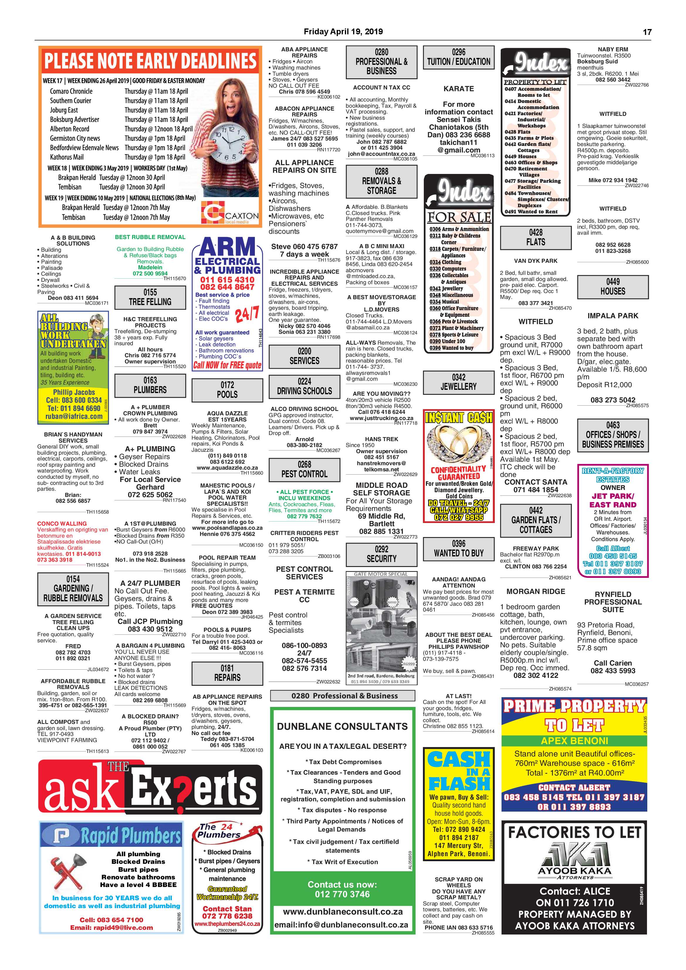 Boksburg Advertiser 16 April 2019 page 17