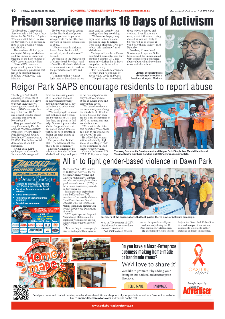 Boksburg Advertiser 16 Dec 2022 page 10