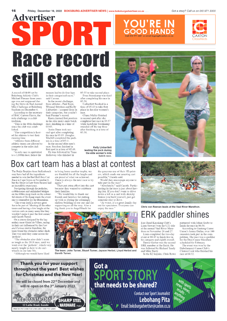 Boksburg Advertiser 16 Dec 2022 page 16