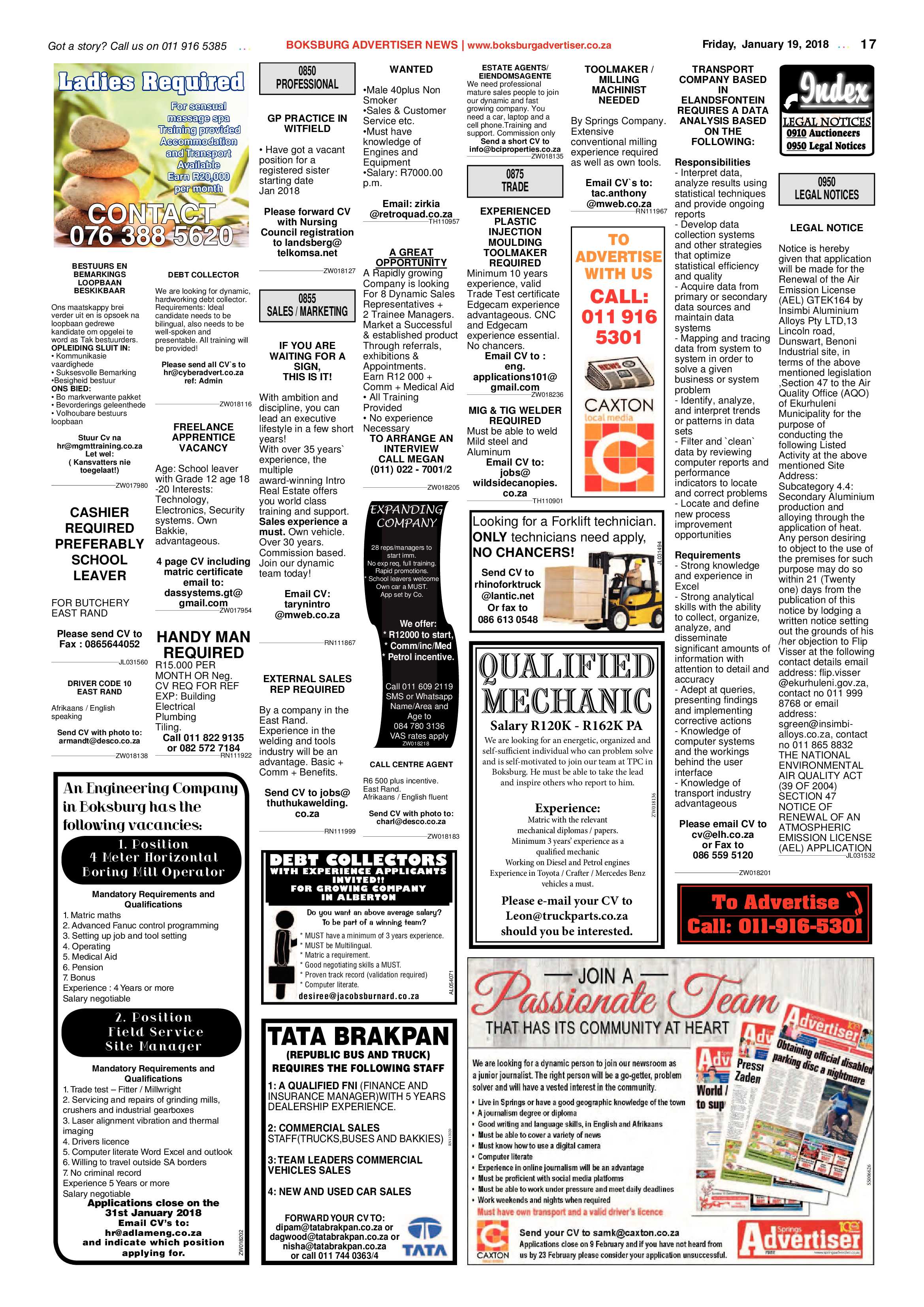 Boksburg Advertiser 16 January 2018 page 17