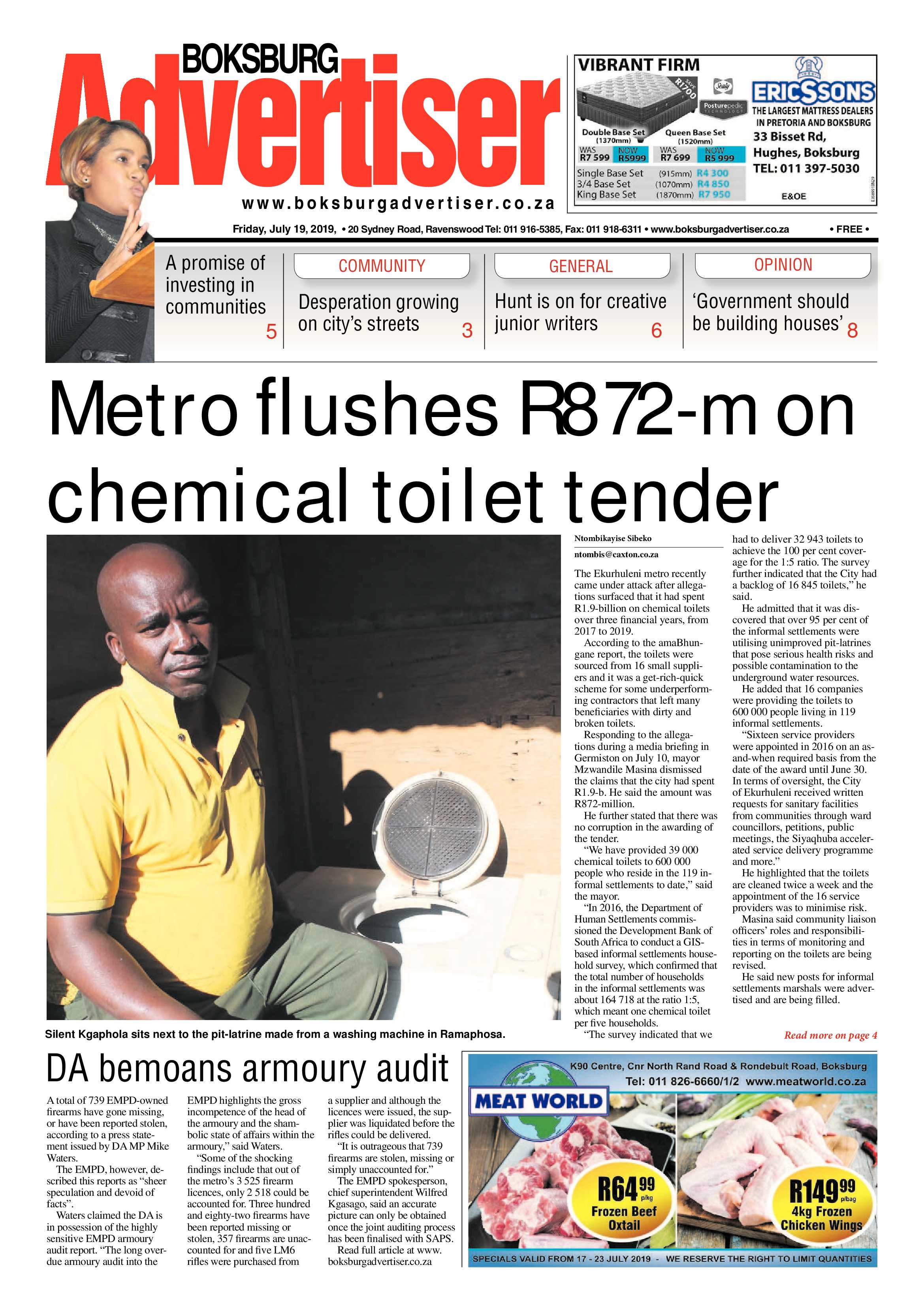 Boksburg Advertiser 16 July 2019 page 1