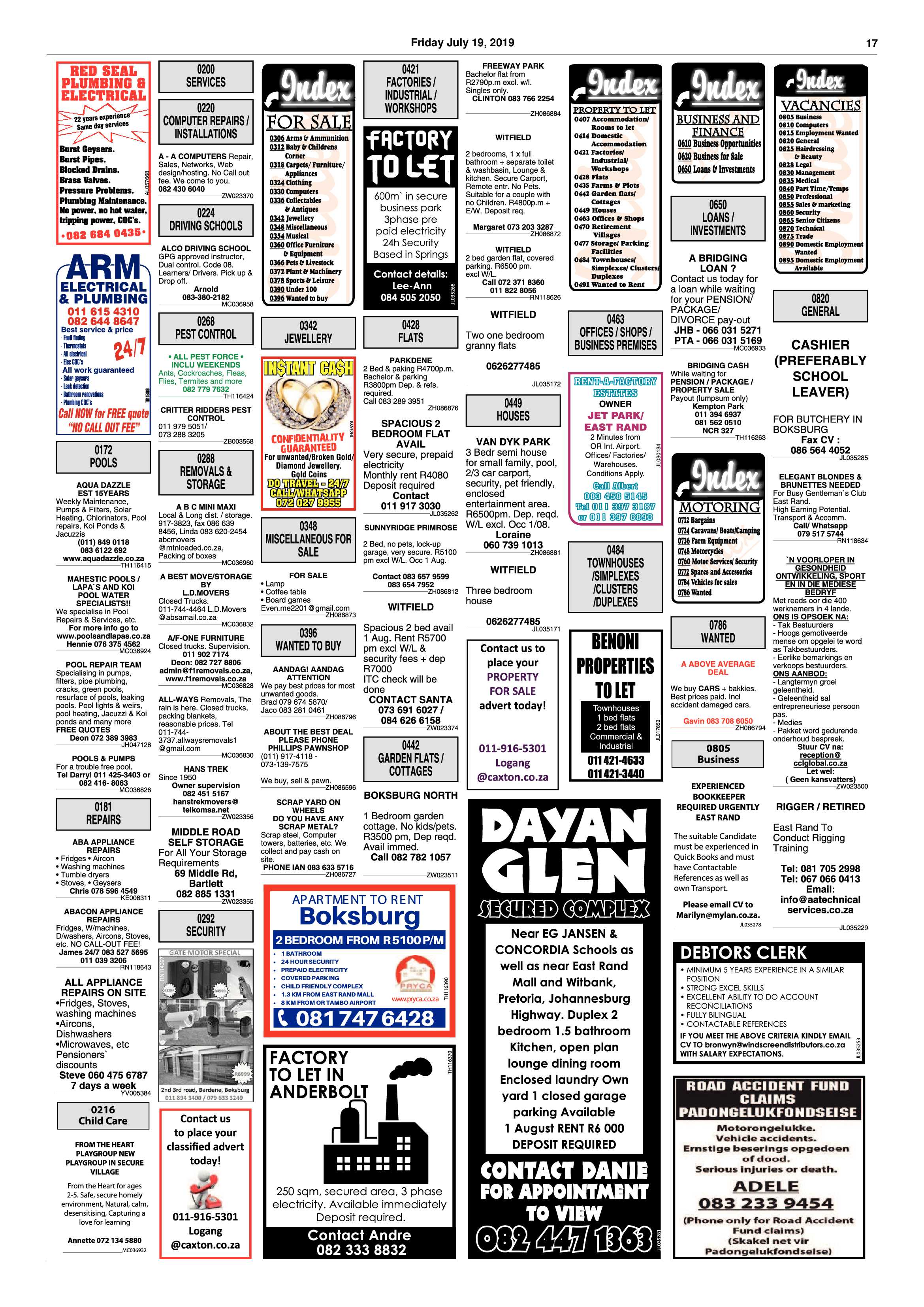 Boksburg Advertiser 16 July 2019 page 17