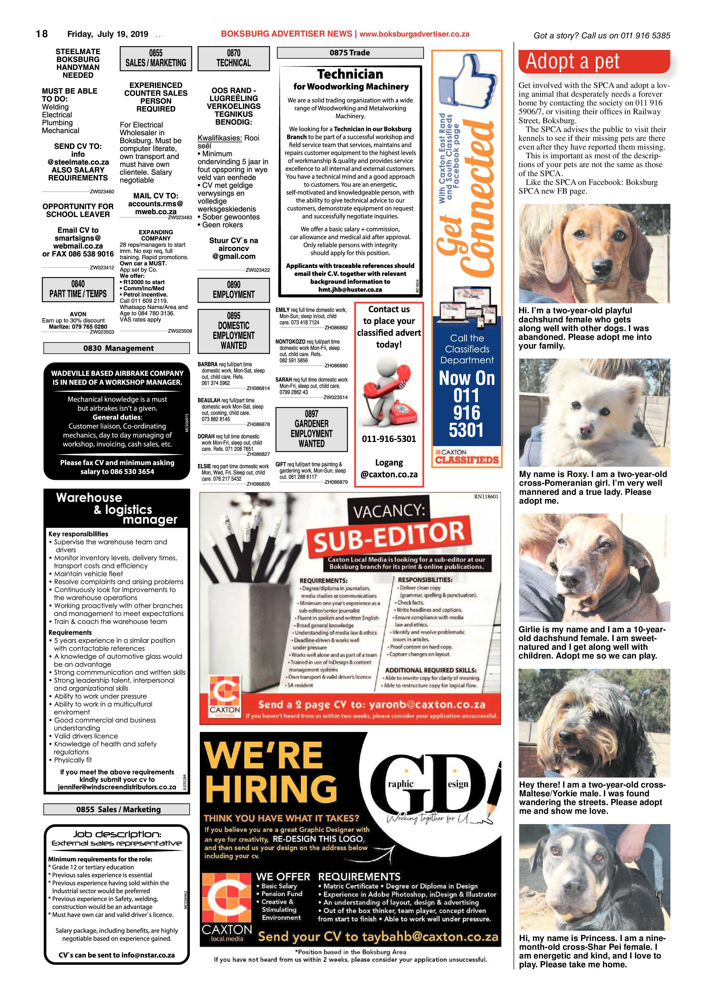Boksburg Advertiser 16 July 2019 page 18