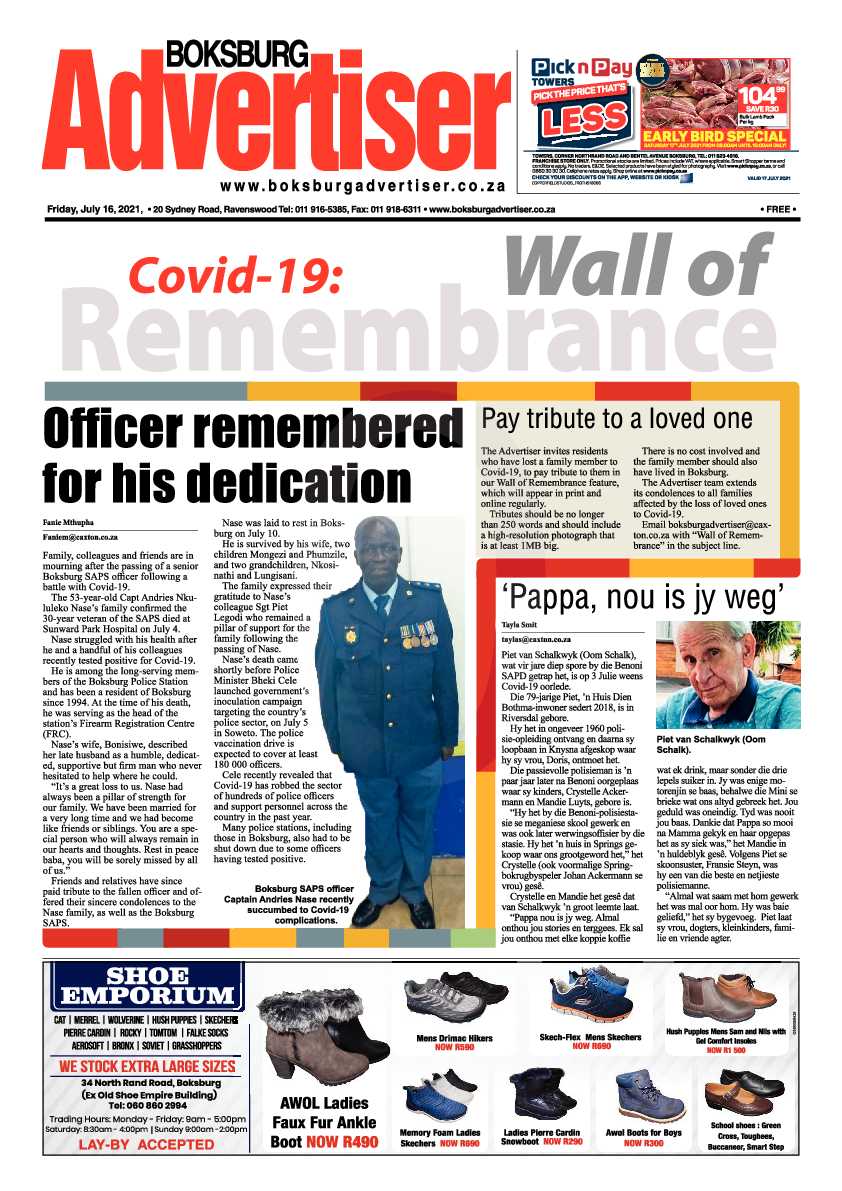 Boksburg Advertiser 16 July 2021 page 1