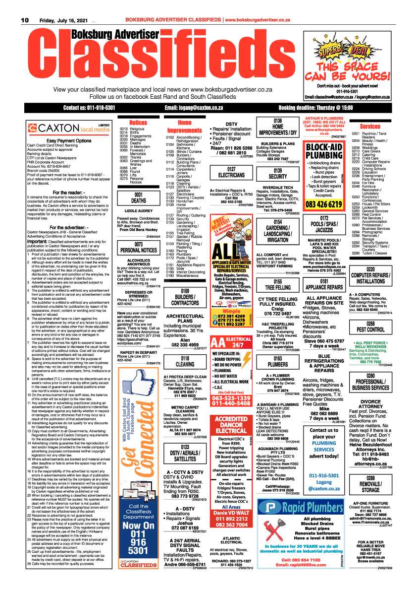 Boksburg Advertiser 16 July 2021 page 10