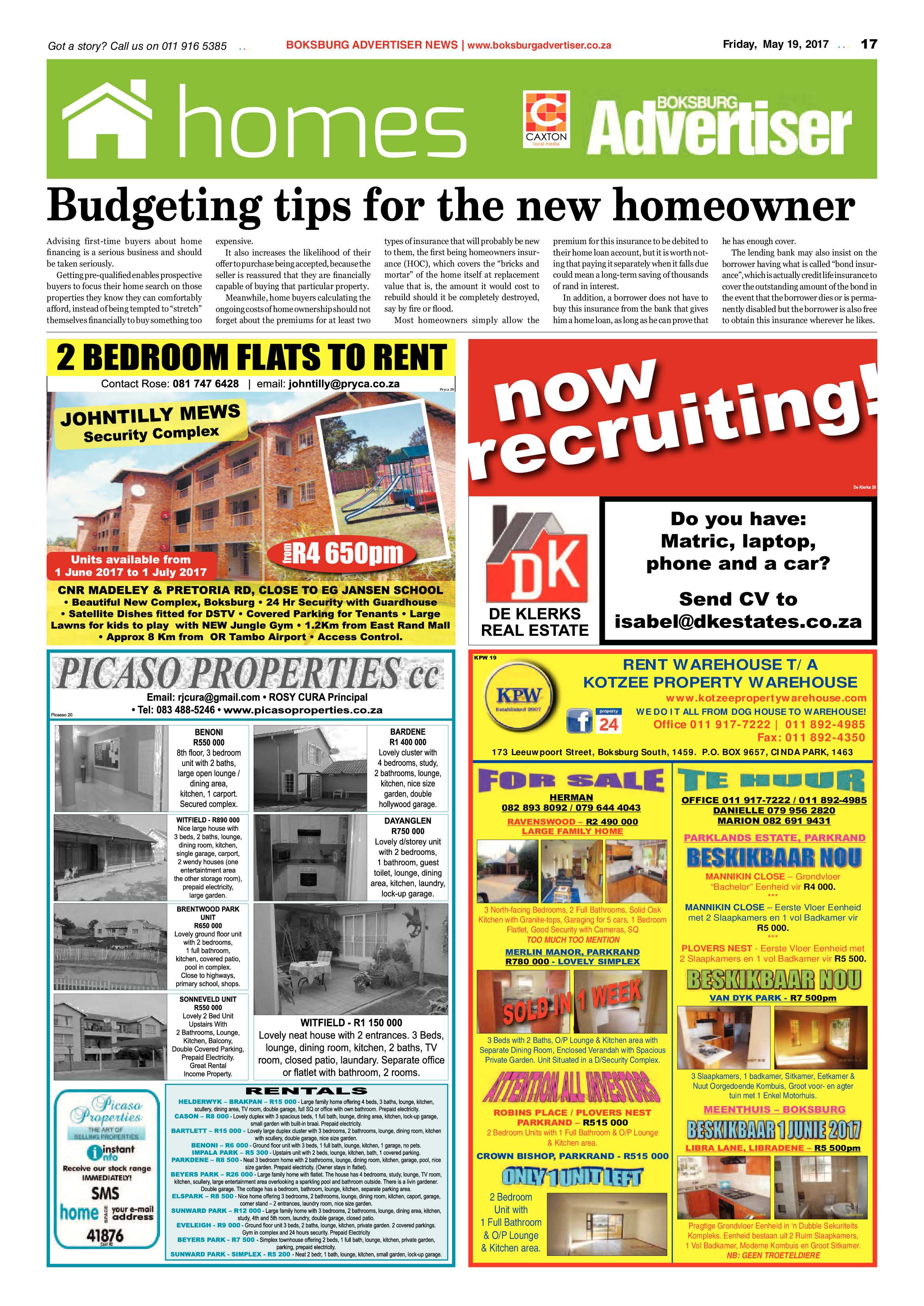 Boksburg Advertiser 16 May 2017 page 17