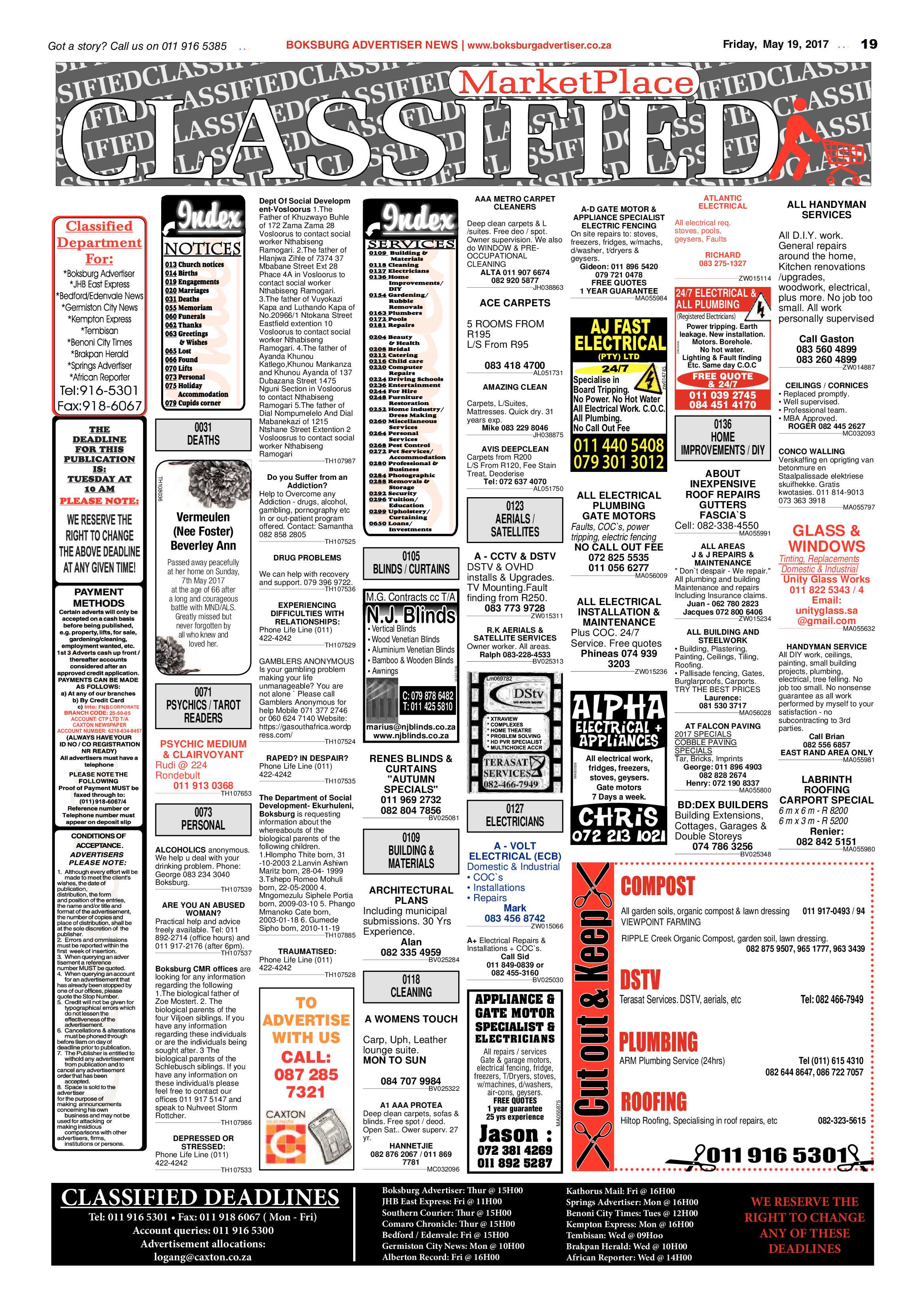 Boksburg Advertiser 16 May 2017 page 19