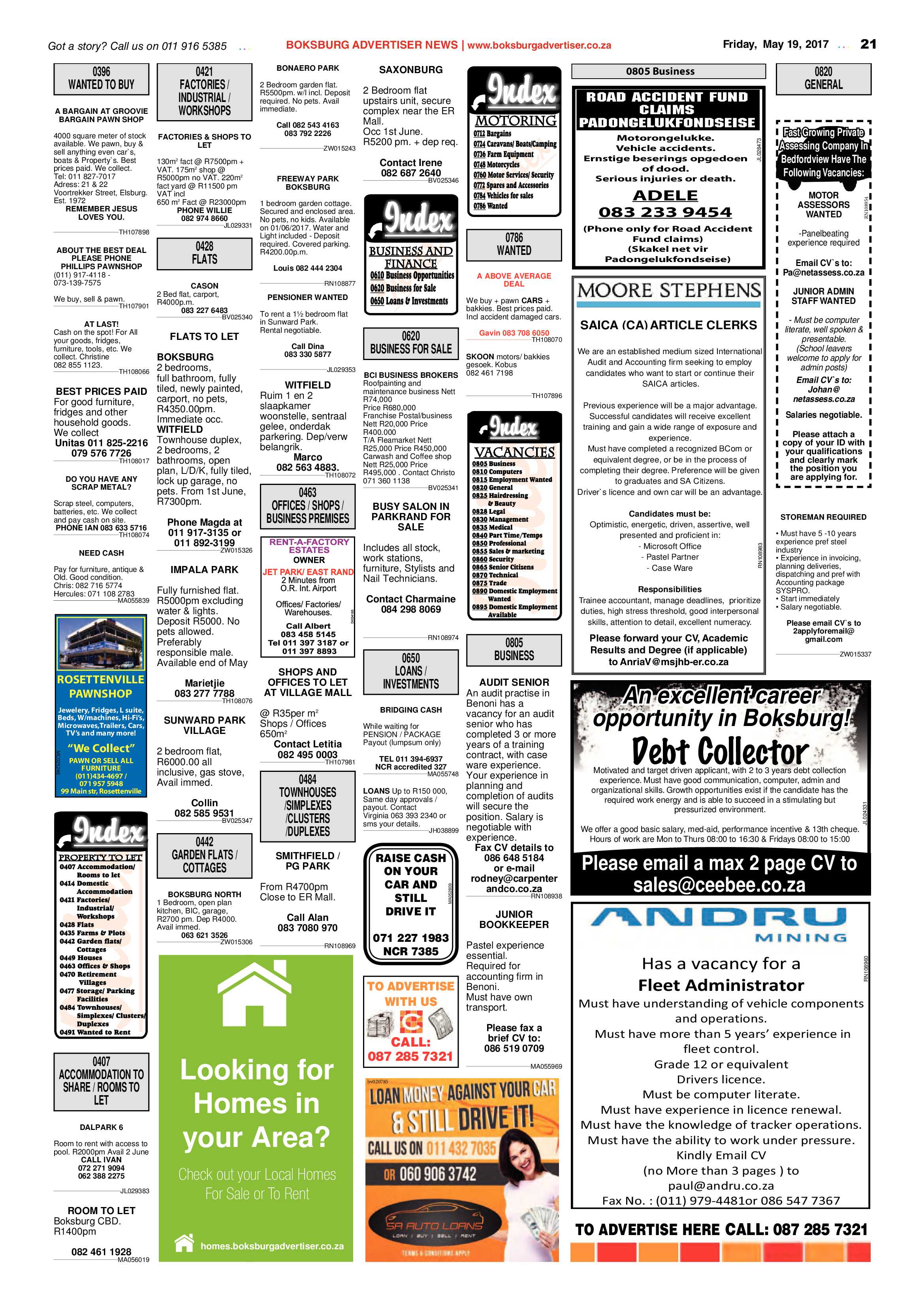 Boksburg Advertiser 16 May 2017 page 21