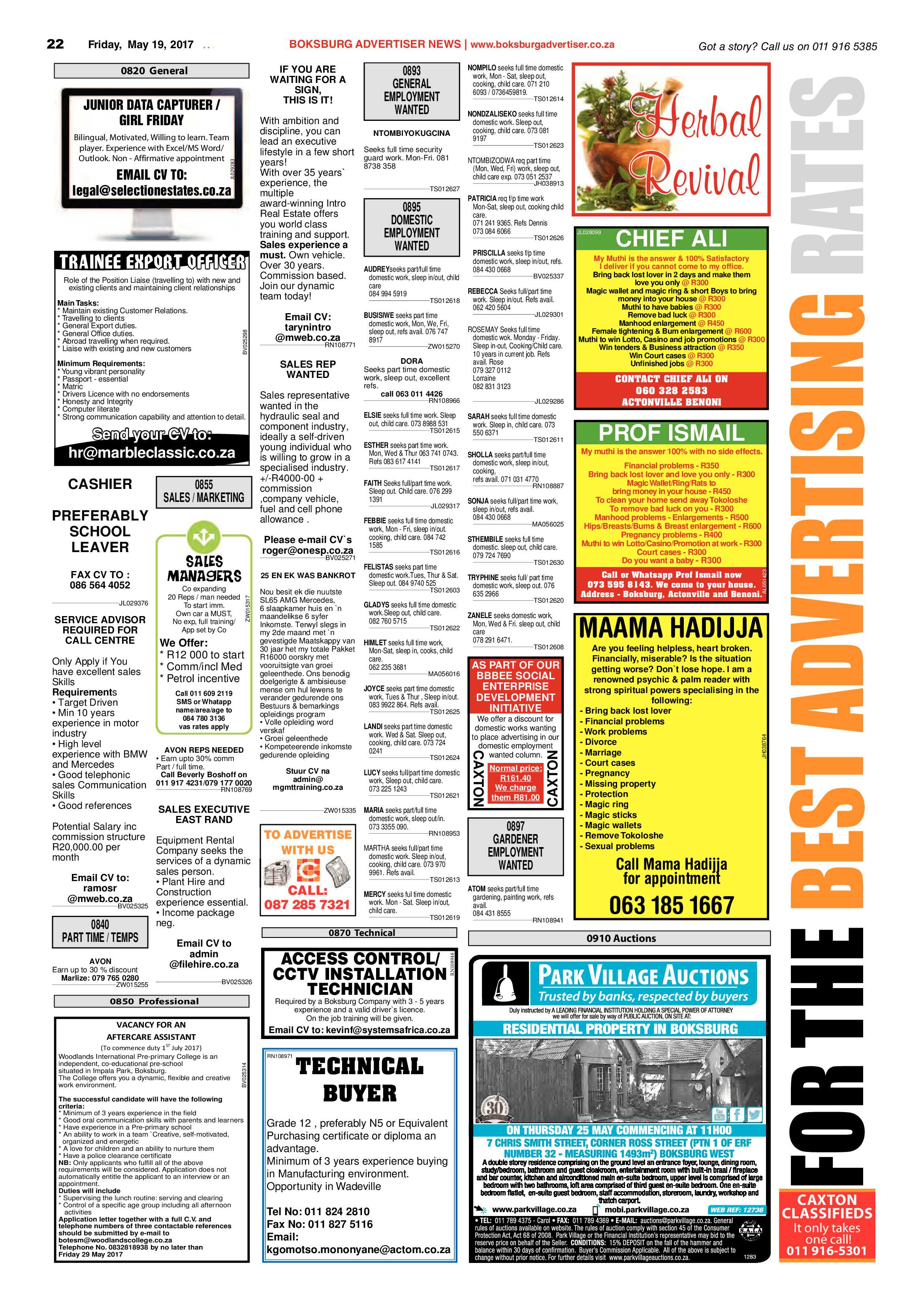 Boksburg Advertiser 16 May 2017 page 22