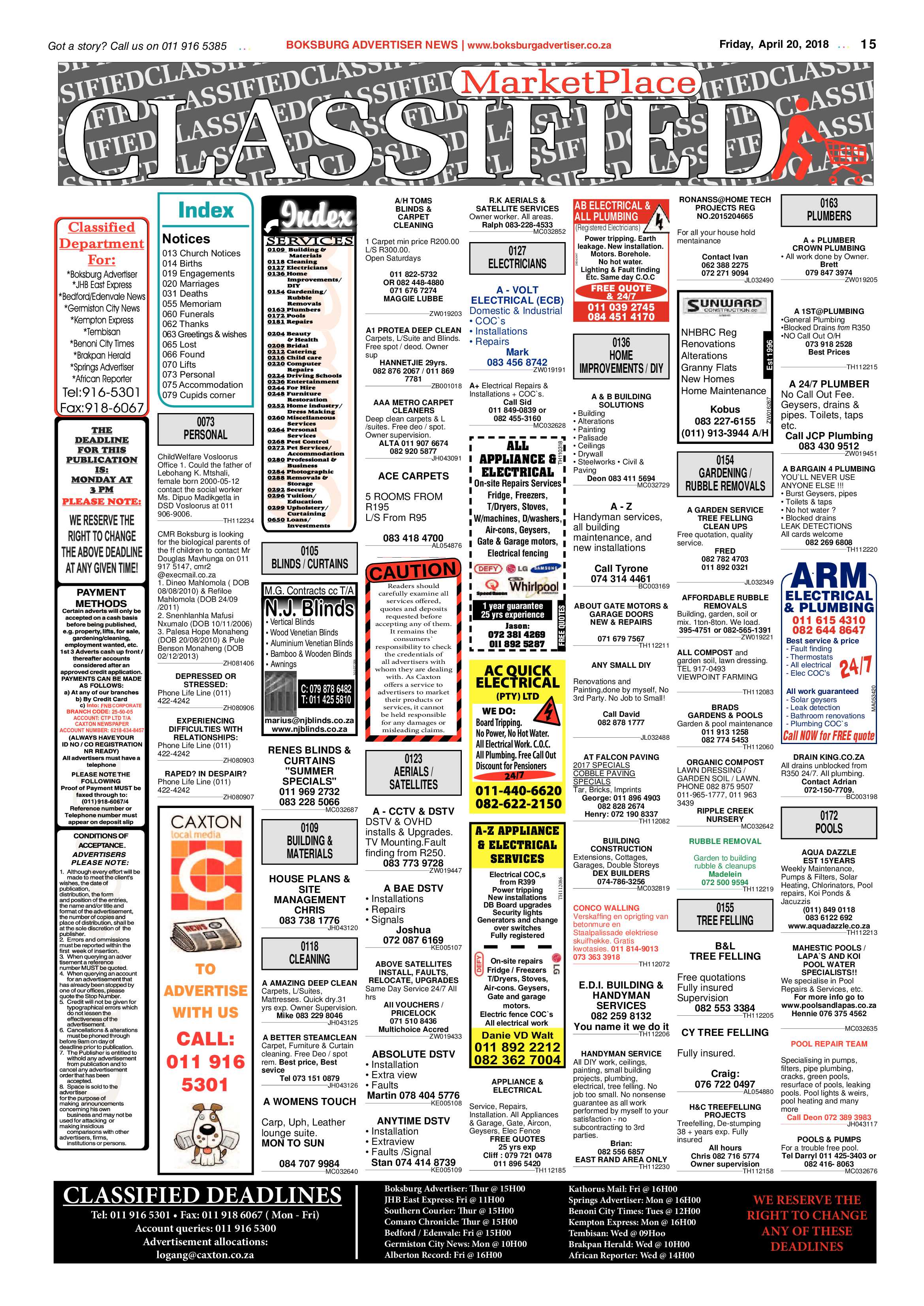 Boksburg Advertiser 17 April 2018 page 15