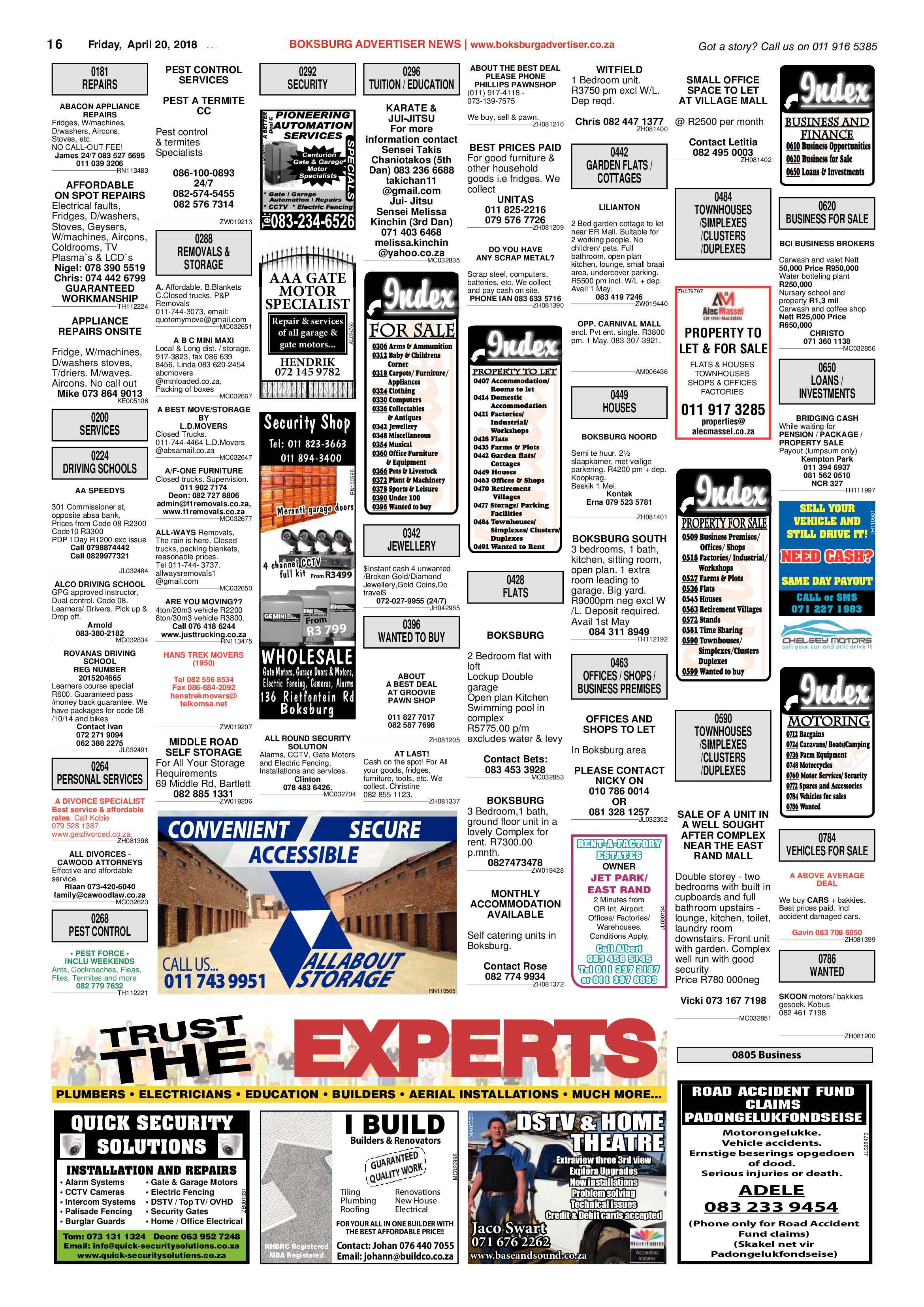 Boksburg Advertiser 17 April 2018 page 16