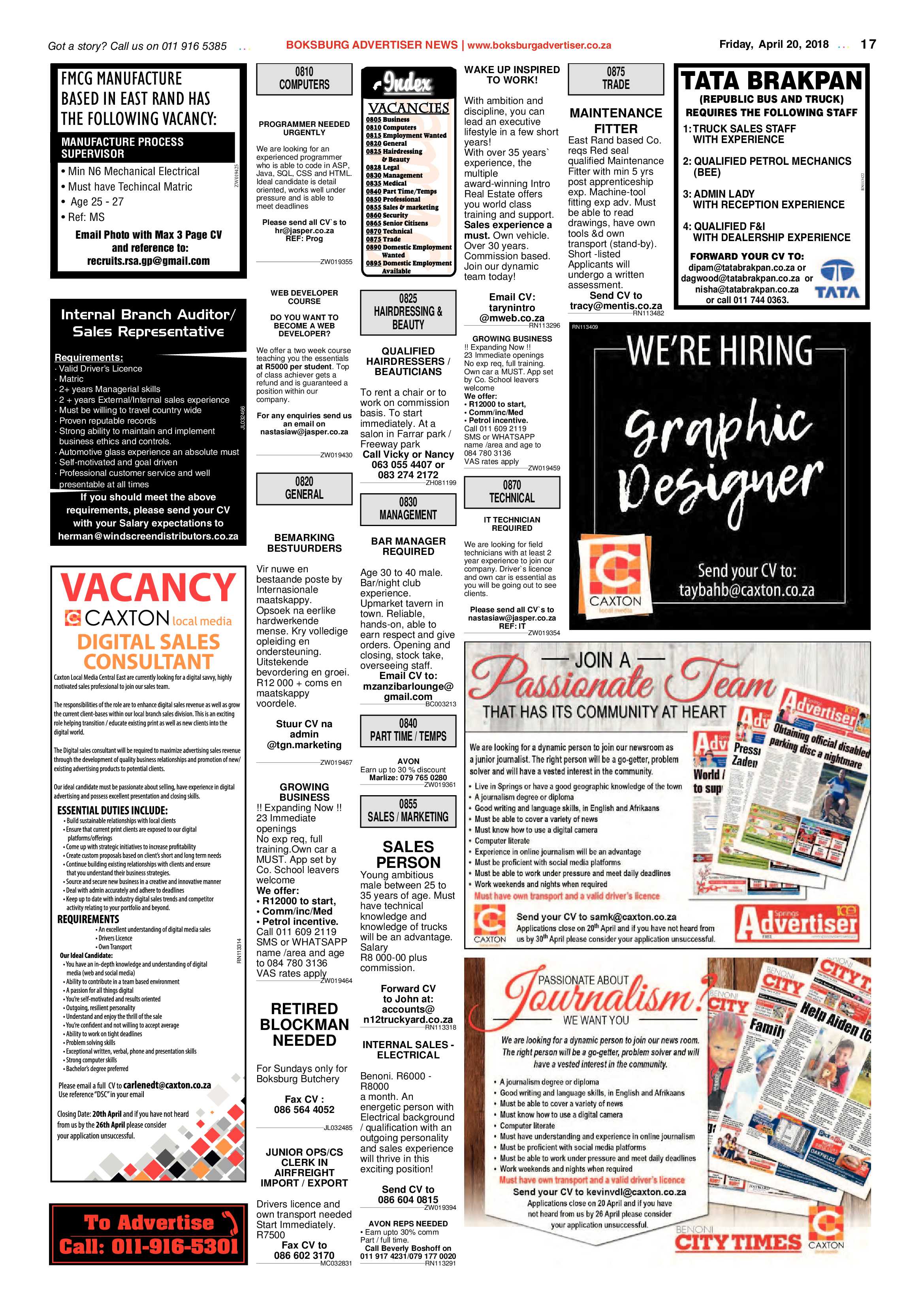 Boksburg Advertiser 17 April 2018 page 17