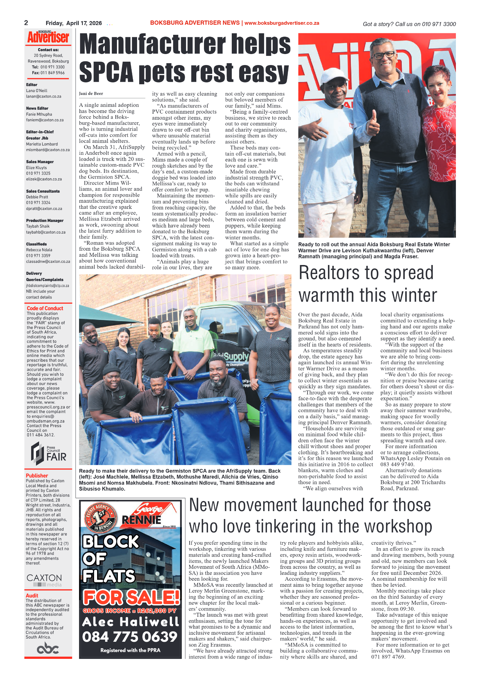 Boksburg Advertiser 17 April 2026 page 2