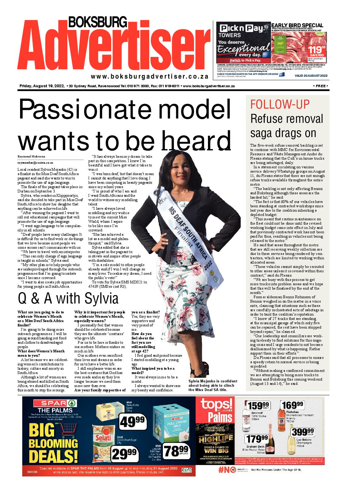 Boksburg Advertiser 17 August 2022 page 1