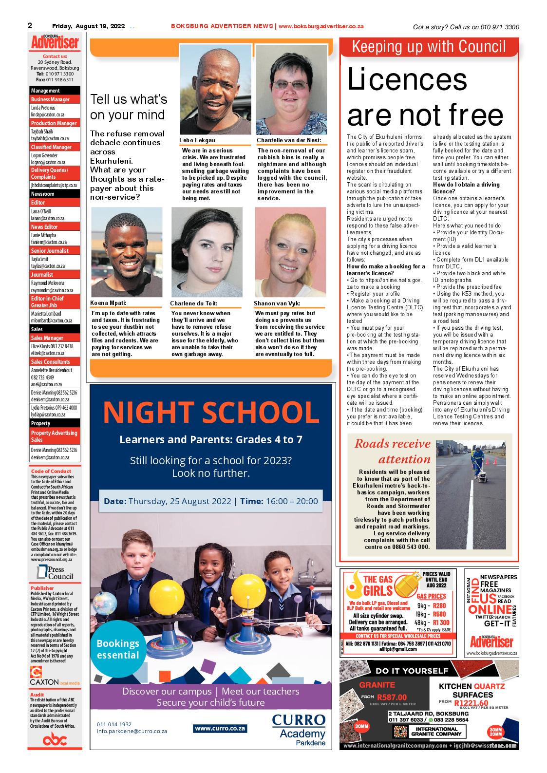 Boksburg Advertiser 17 August 2022 page 2