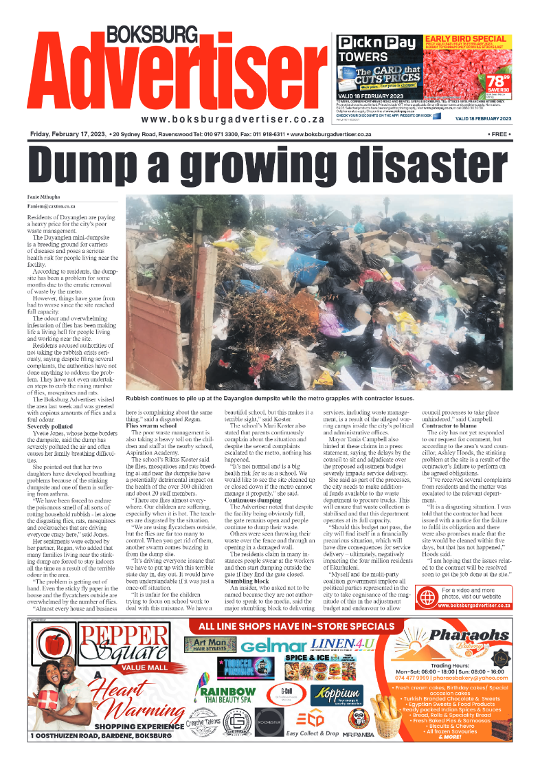Boksburg Advertiser 17 February 2023 page 1