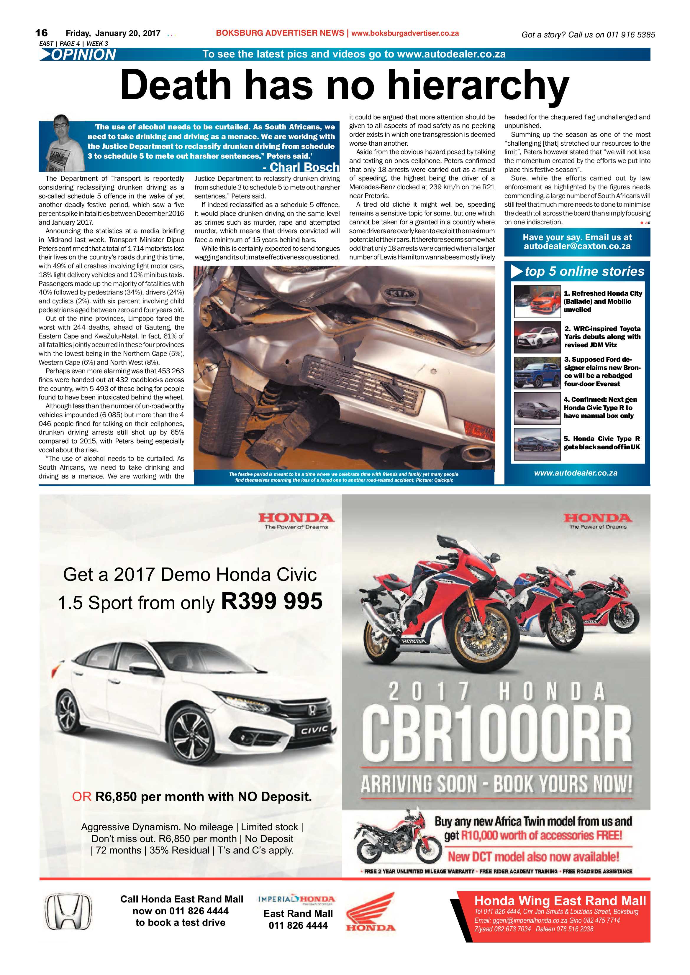 Boksburg Advertiser 17 January 2017 page 16