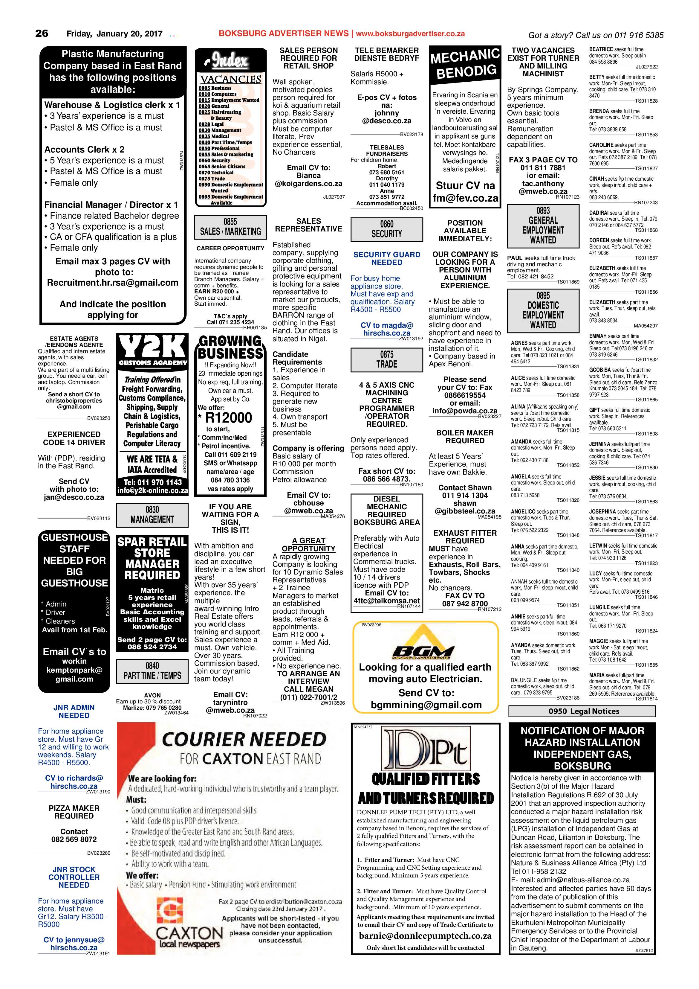 Boksburg Advertiser 17 January 2017 page 26