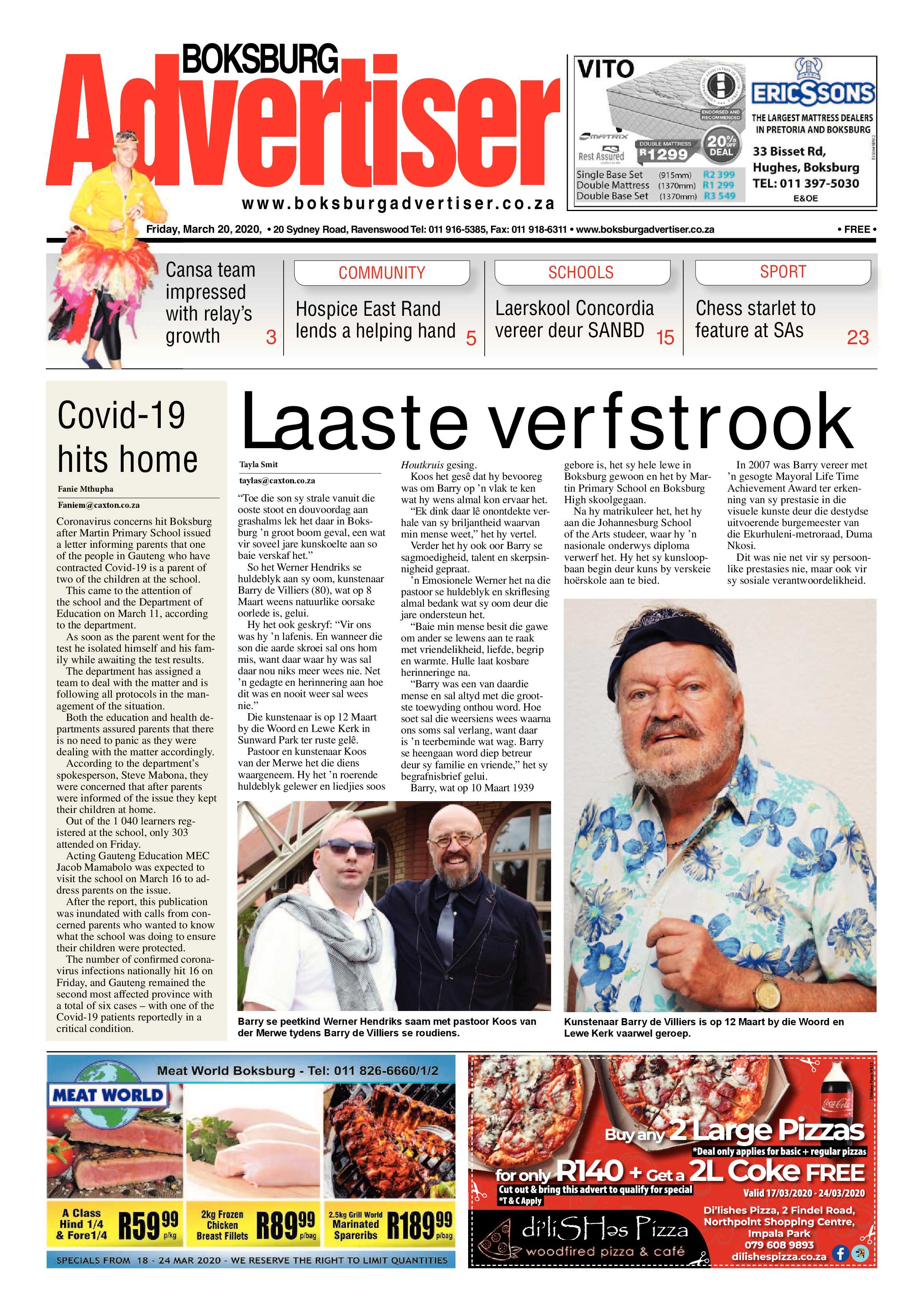 Boksburg Advertiser 17 March 2020 page 1