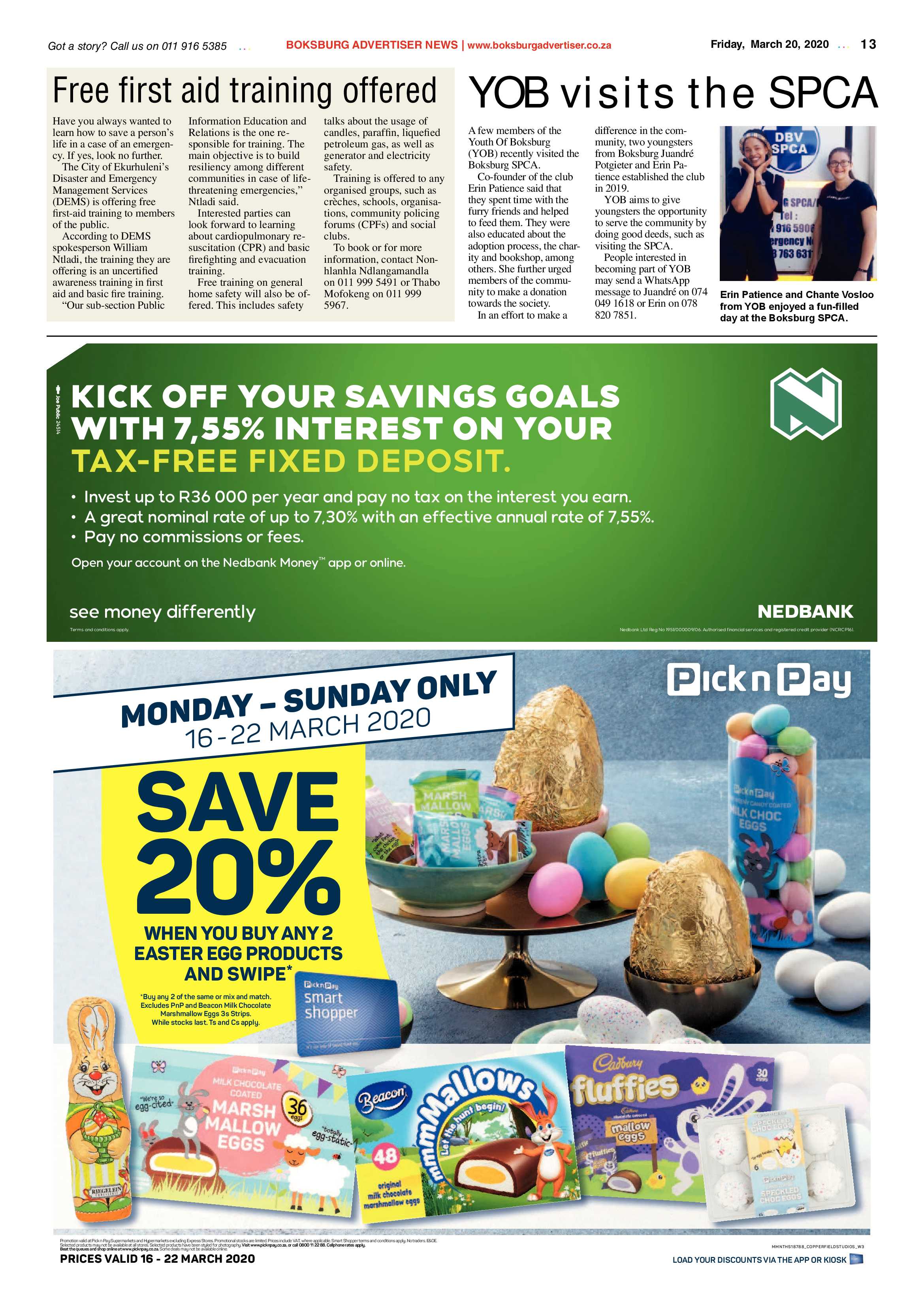 Boksburg Advertiser 17 March 2020 page 13