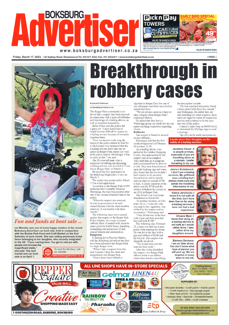 Boksburg Advertiser 17 March 2023 page 1