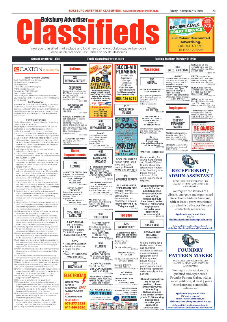Boksburg Advertiser 17 November 2023 page 9