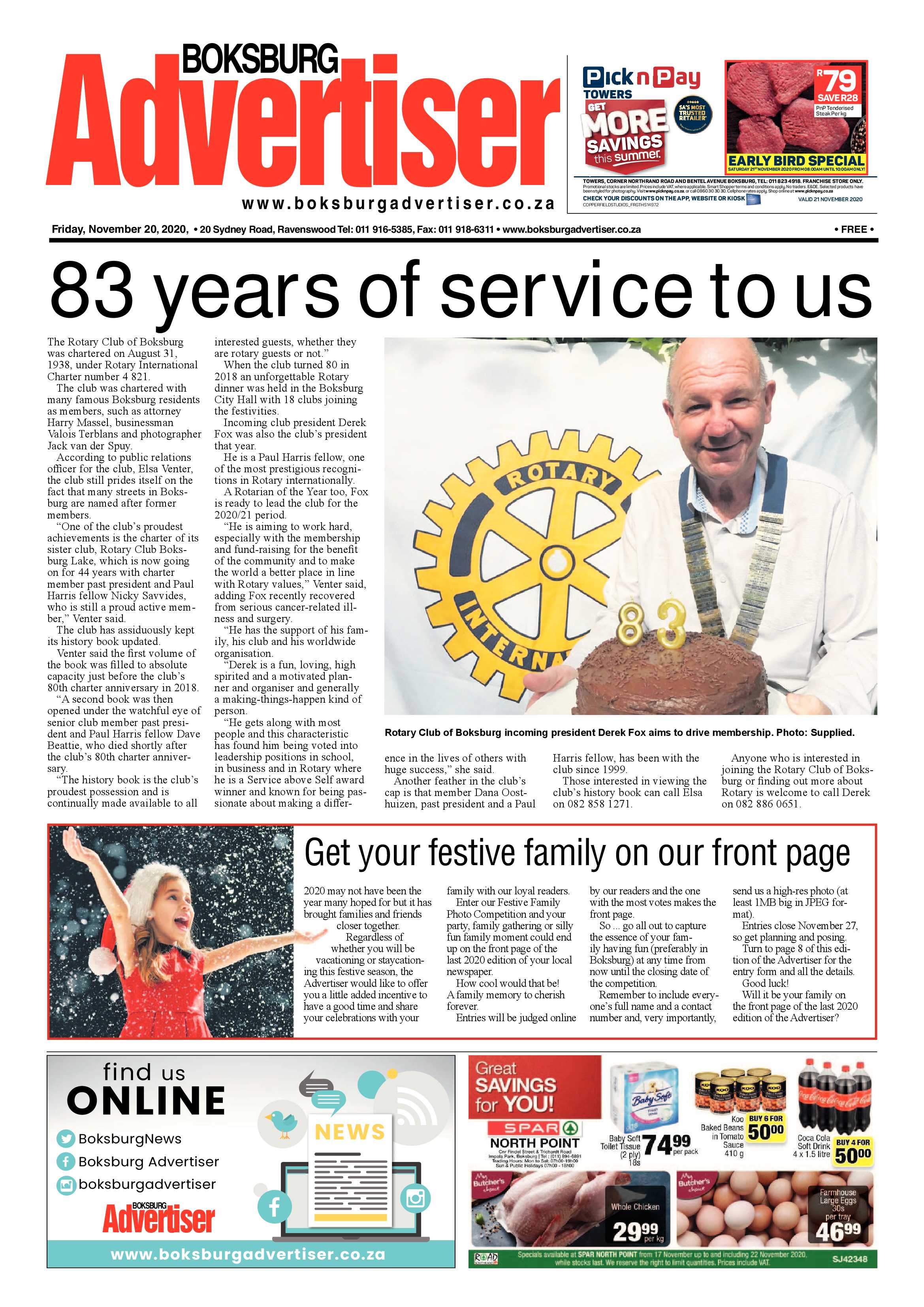 Boksburg Advertiser 17 November  2020 page 1