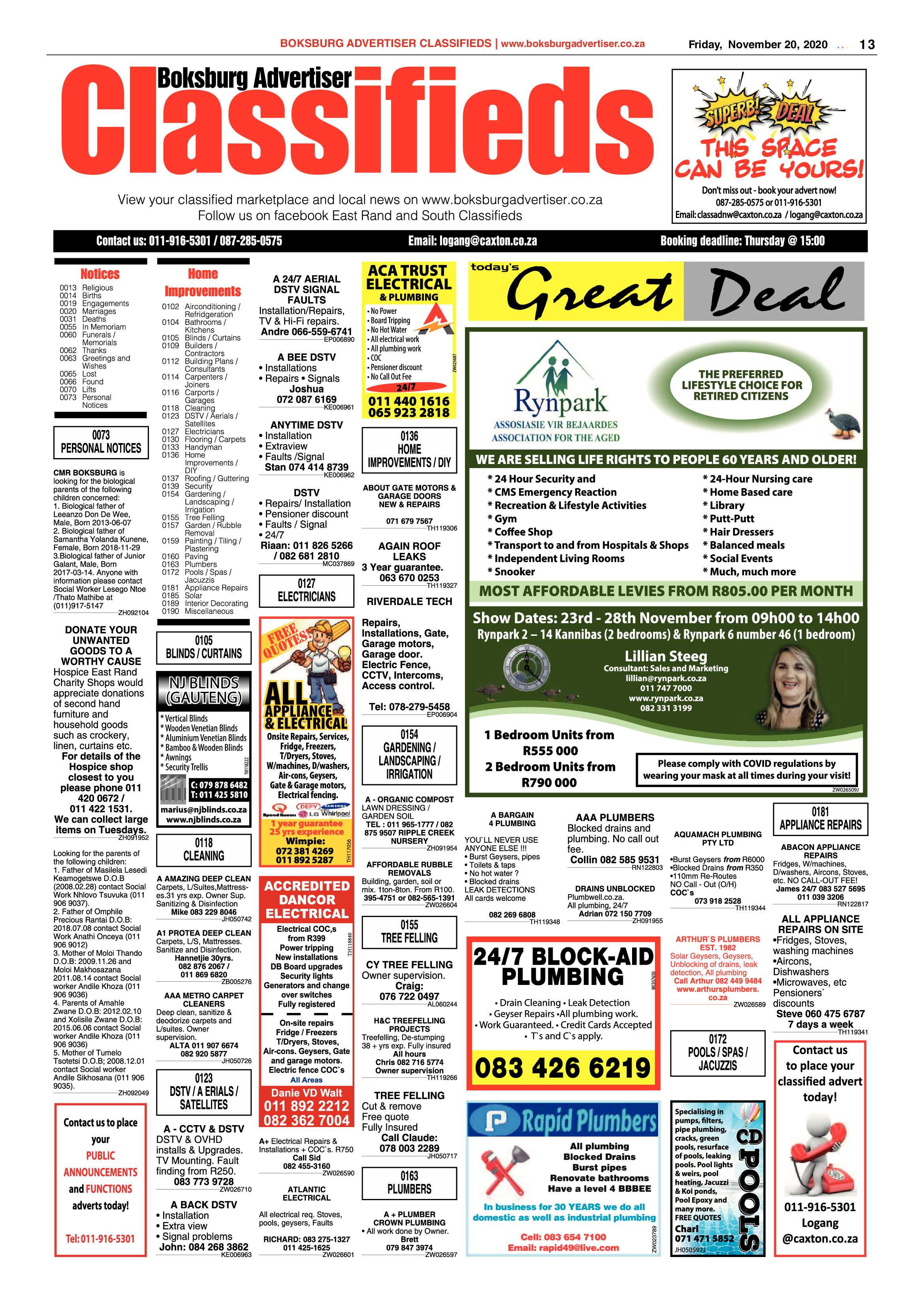 Boksburg Advertiser 17 November  2020 page 13