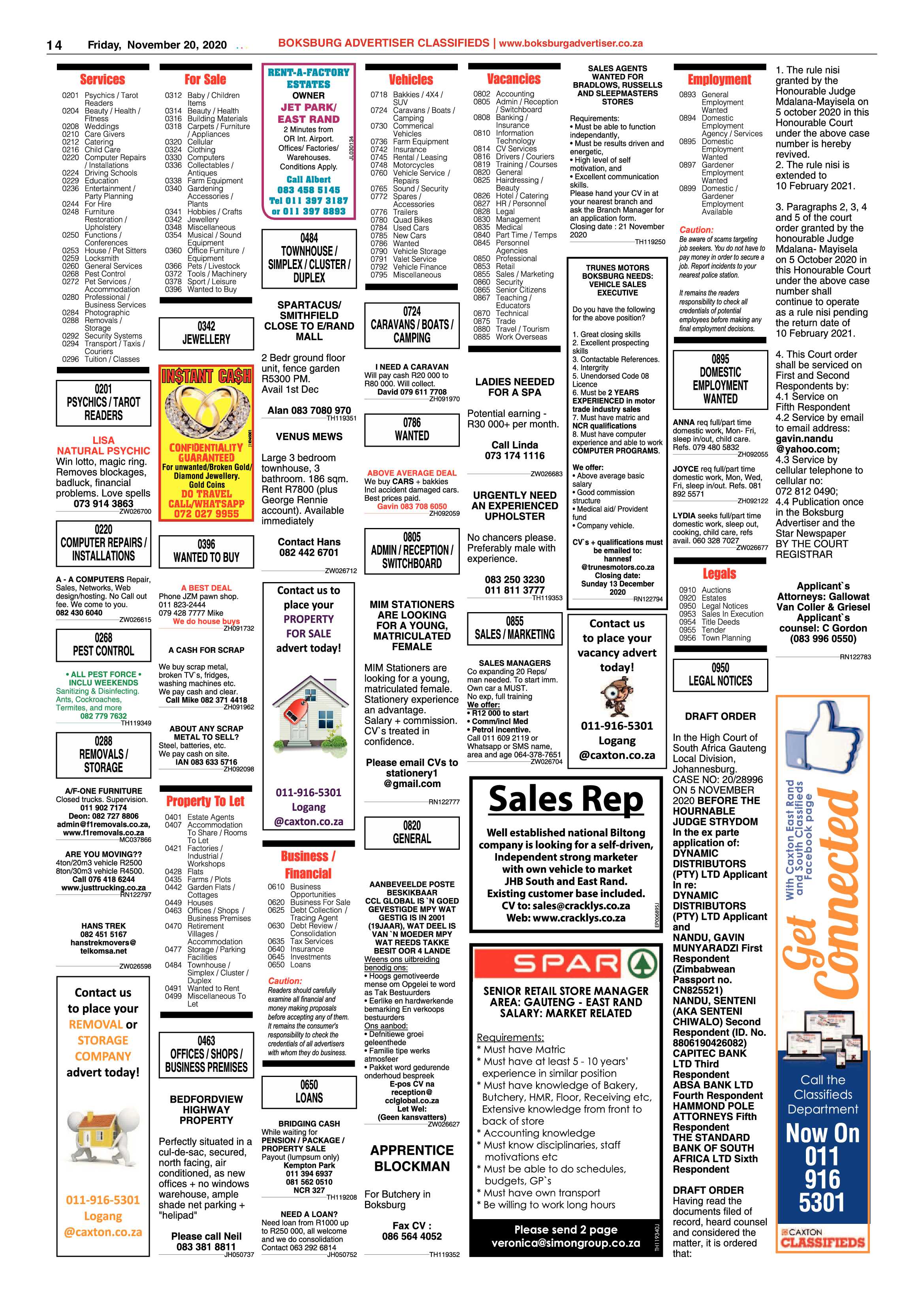 Boksburg Advertiser 17 November  2020 page 14