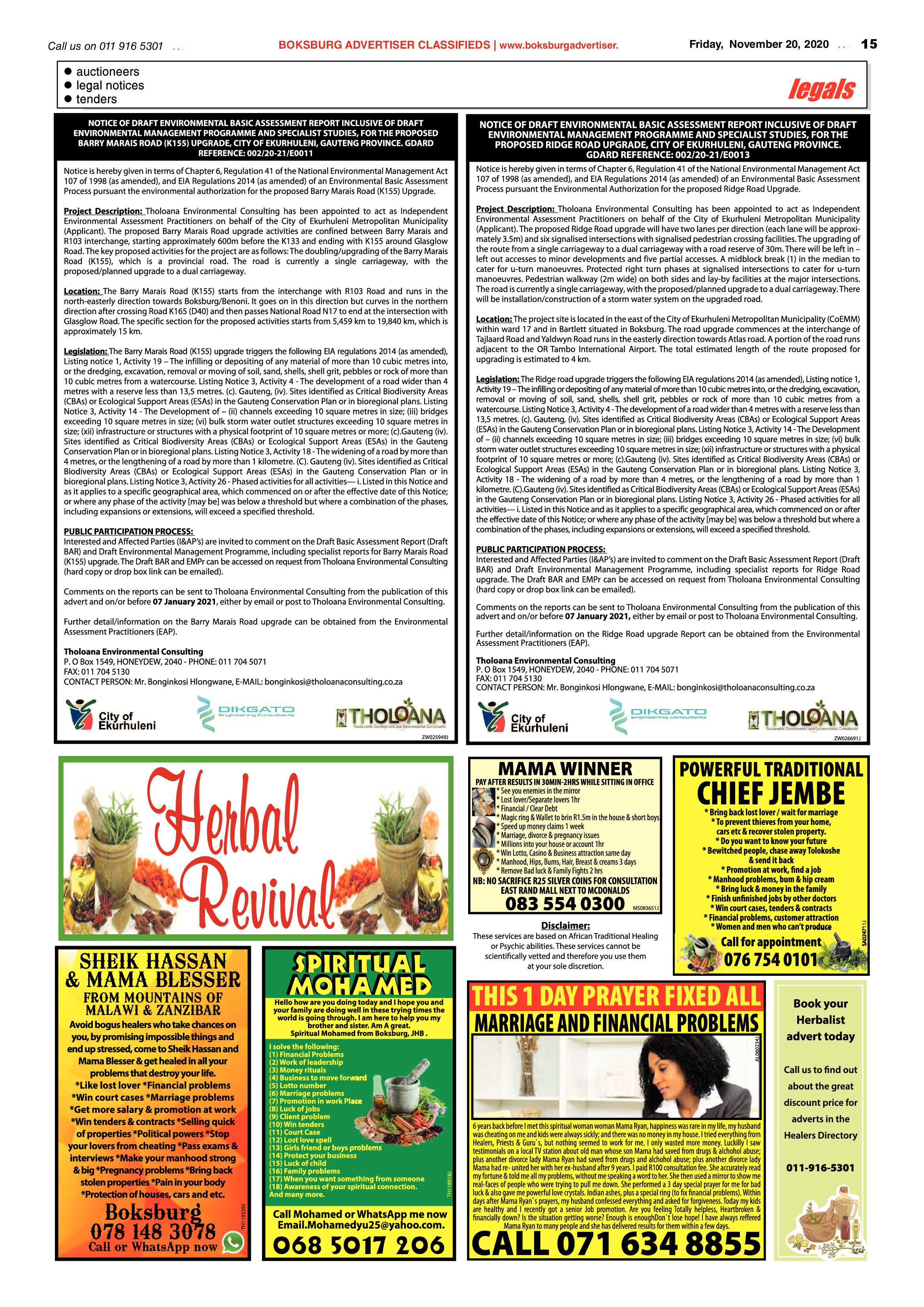 Boksburg Advertiser 17 November  2020 page 15