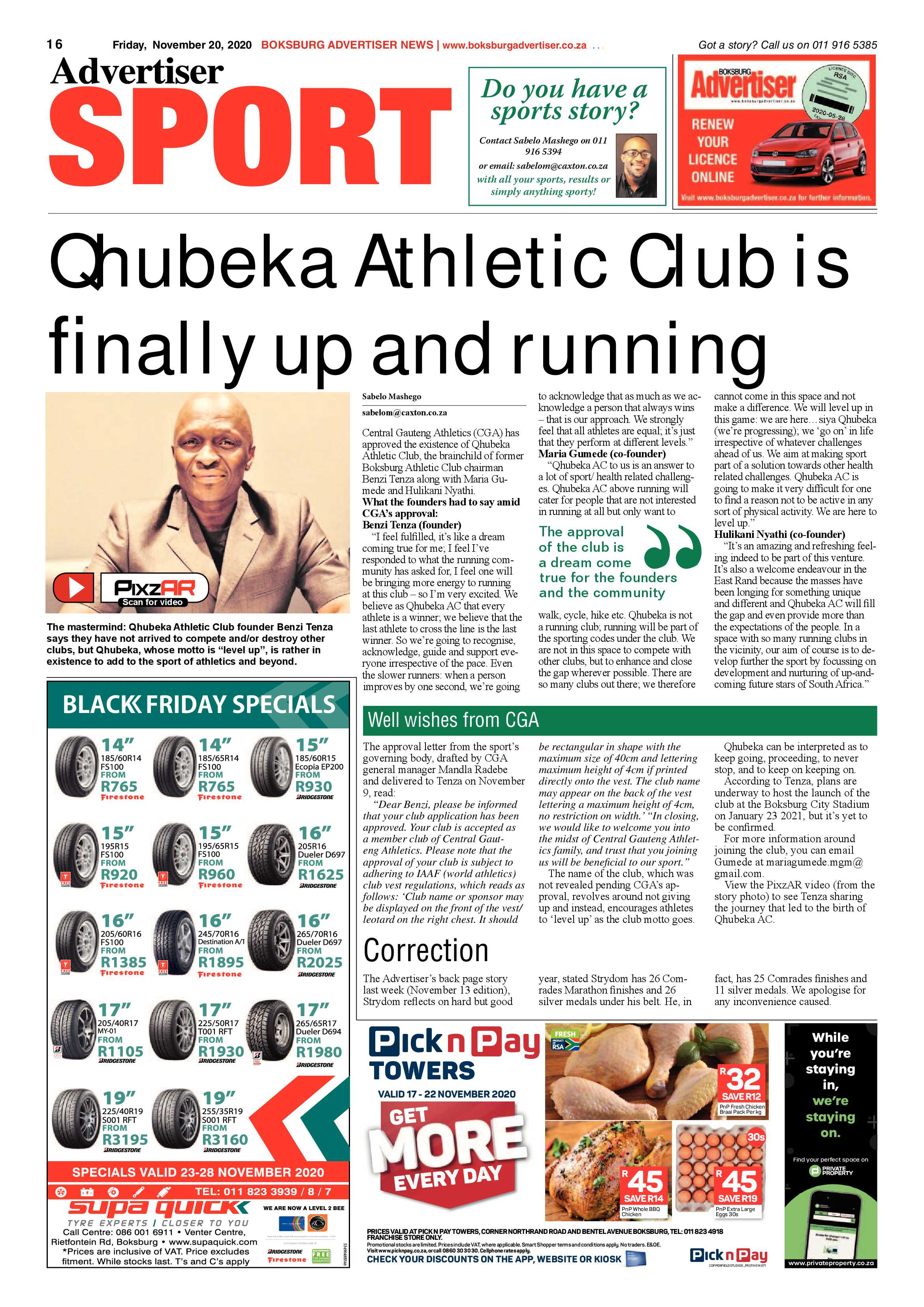 Boksburg Advertiser 17 November  2020 page 16