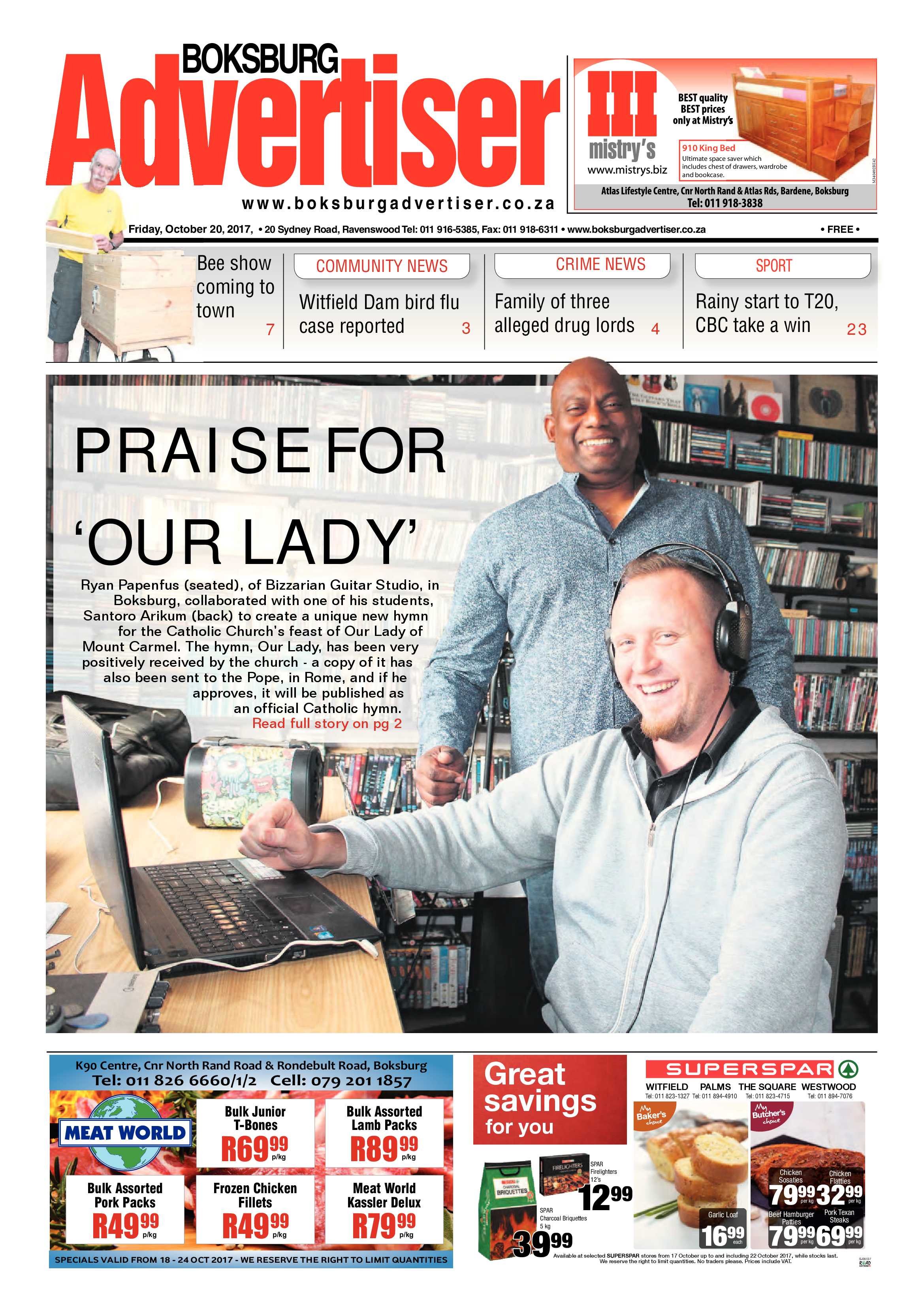 Boksburg Advertiser 17 October 2017 page 1