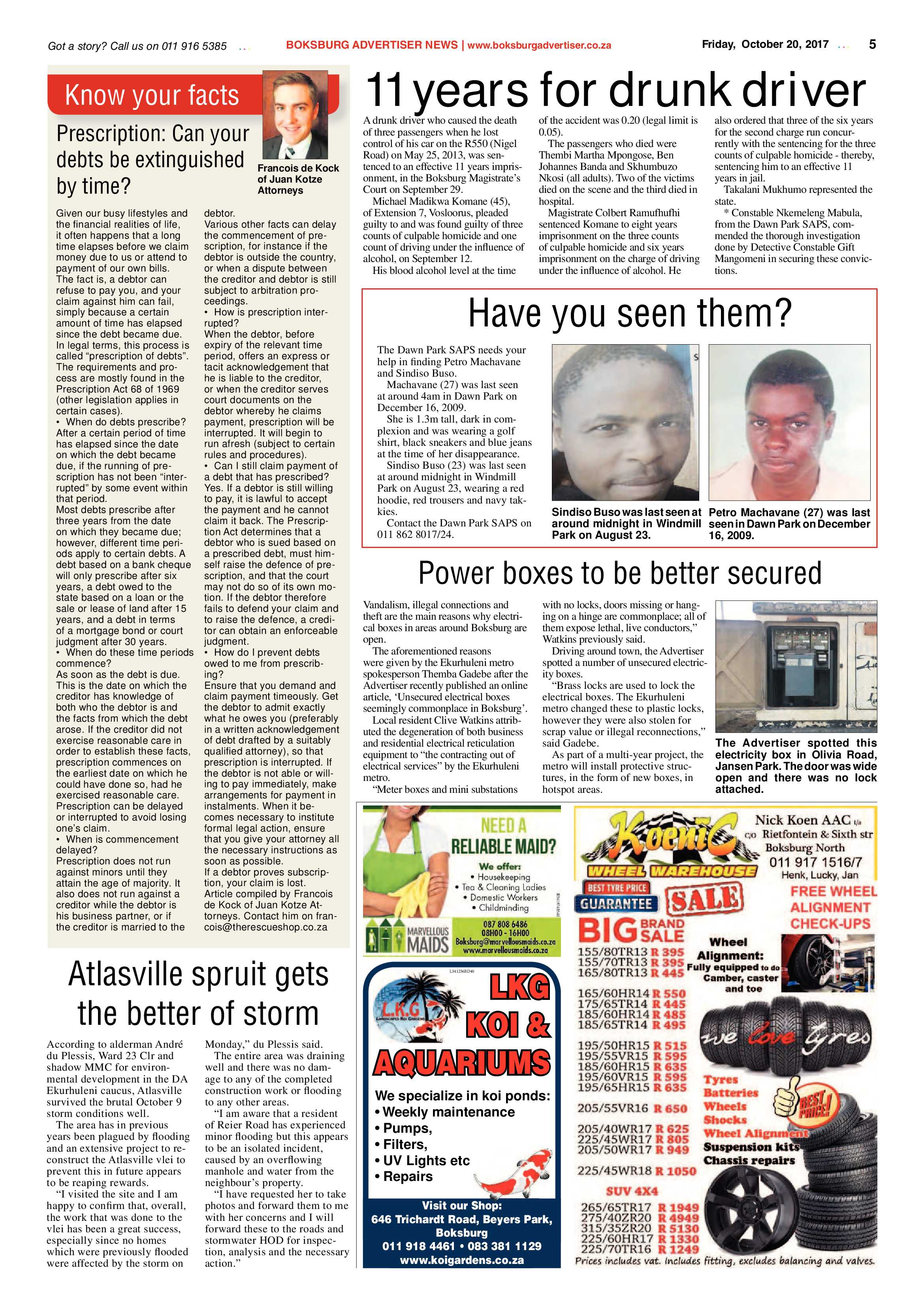 Boksburg Advertiser 17 October 2017 page 5