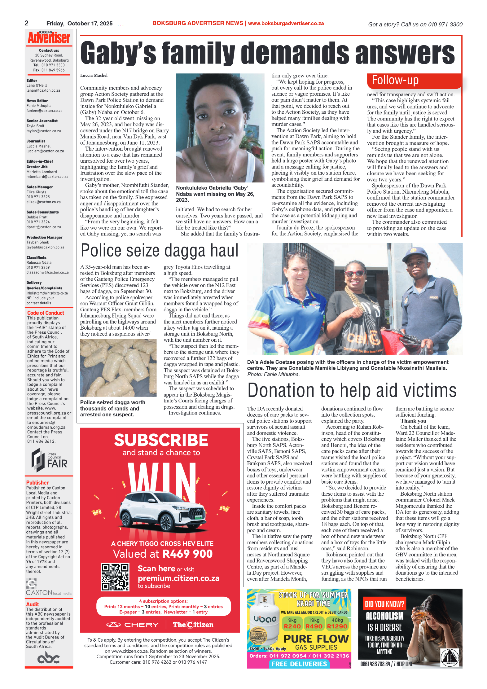 Boksburg Advertiser 17 October 2025 page 2