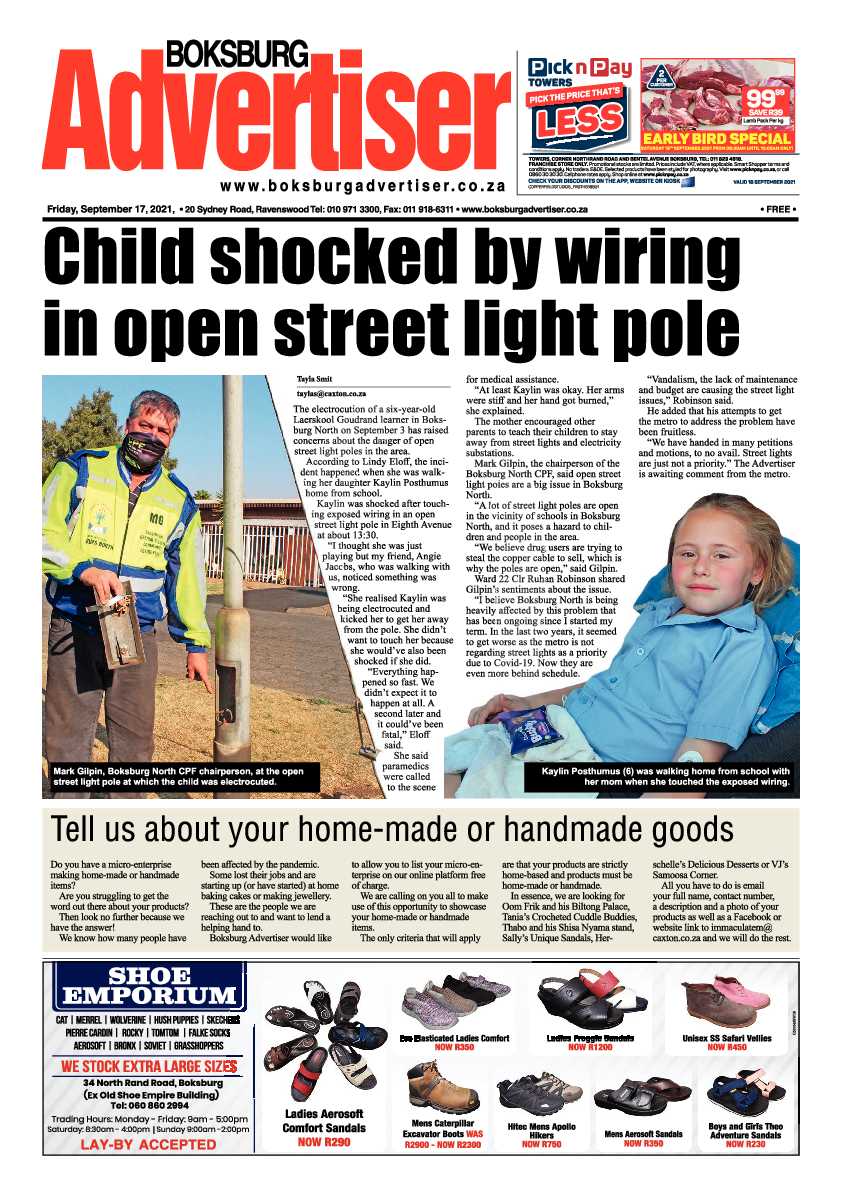 Boksburg Advertiser 17 September 2021 page 1