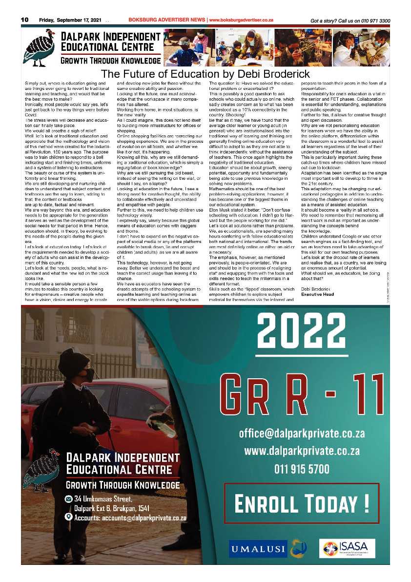 Boksburg Advertiser 17 September 2021 page 10