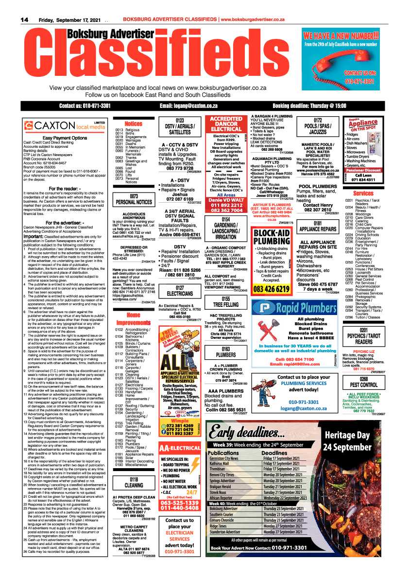 Boksburg Advertiser 17 September 2021 page 14