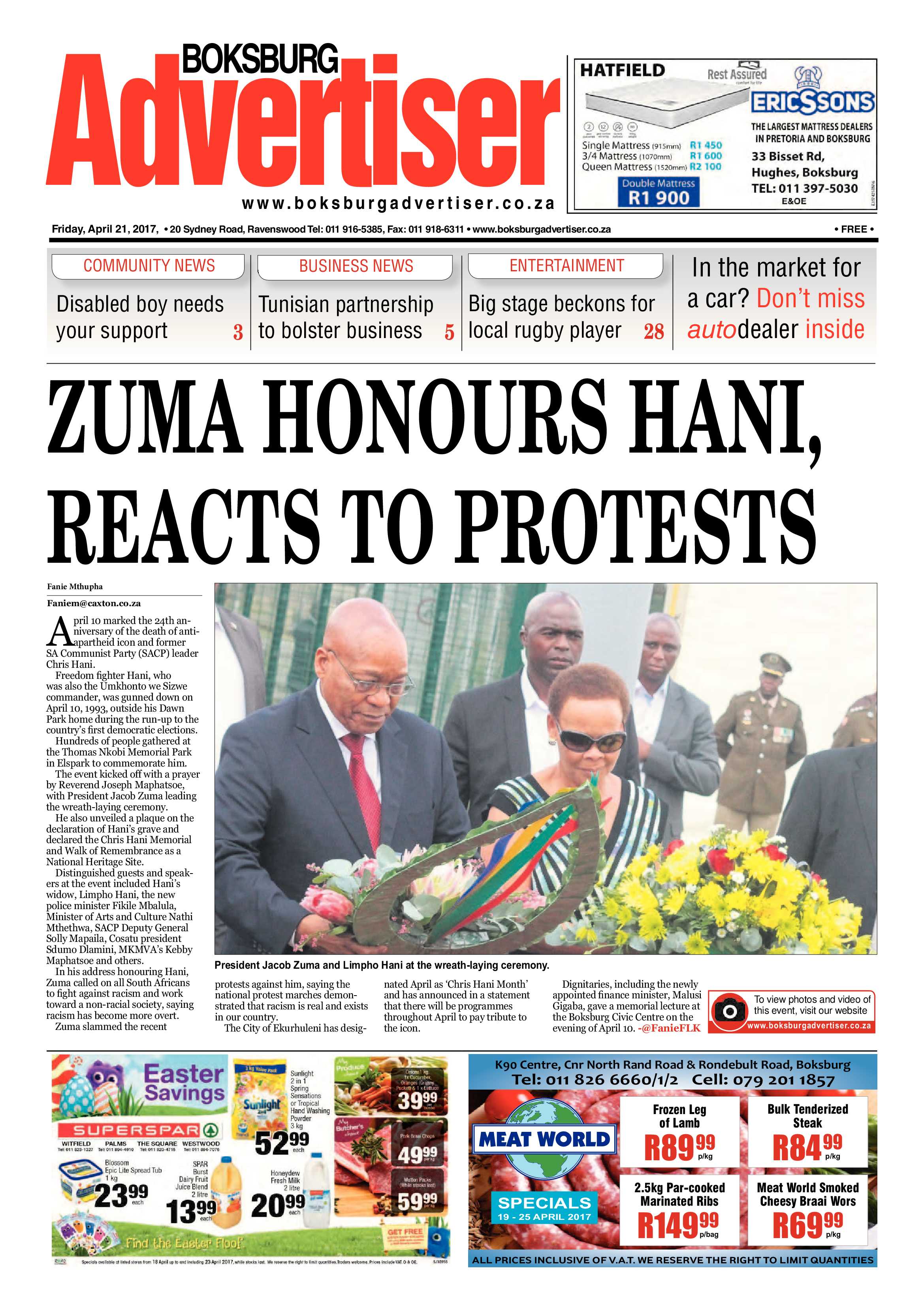 Boksburg Advertiser 18 April 2017 page 1